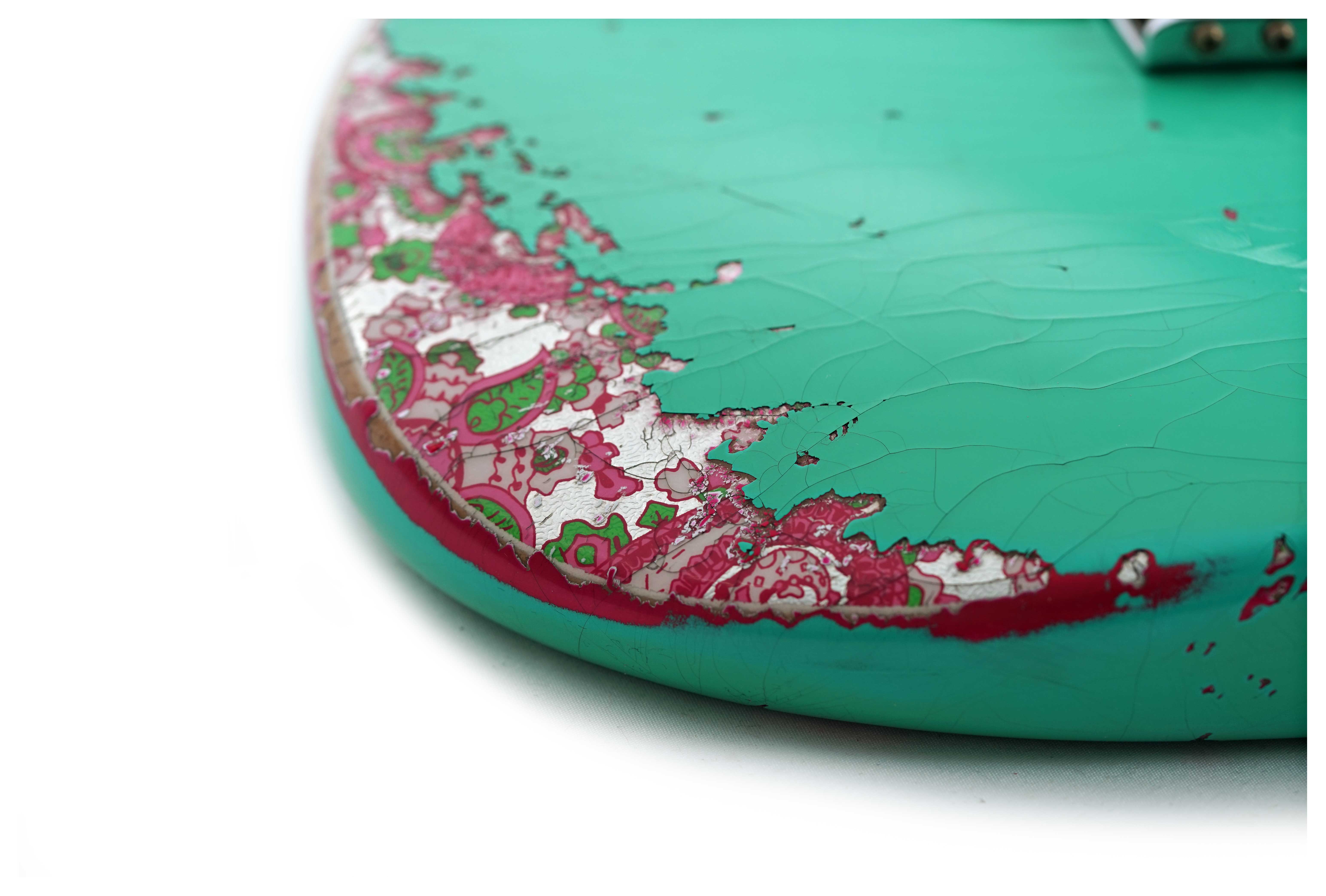 Fender Custom Shop Limited Edition Mischief Maker Stratocaster Heavy Relic Aged Surf Green Over Pink Paisley #CZ581057