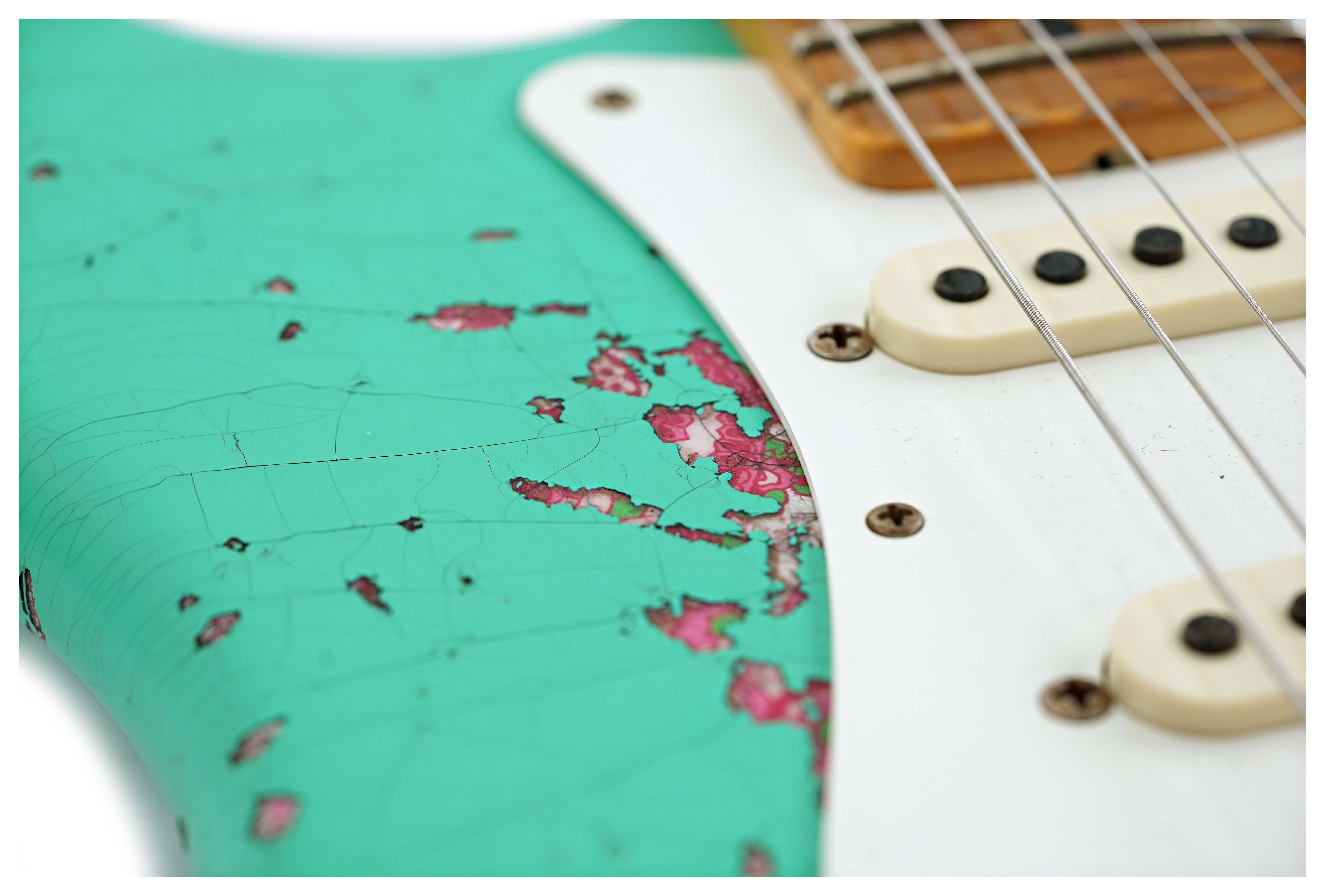 Fender Custom Shop Limited Edition Mischief Maker Stratocaster Heavy Relic Aged Surf Green Over Pink Paisley #CZ581057
