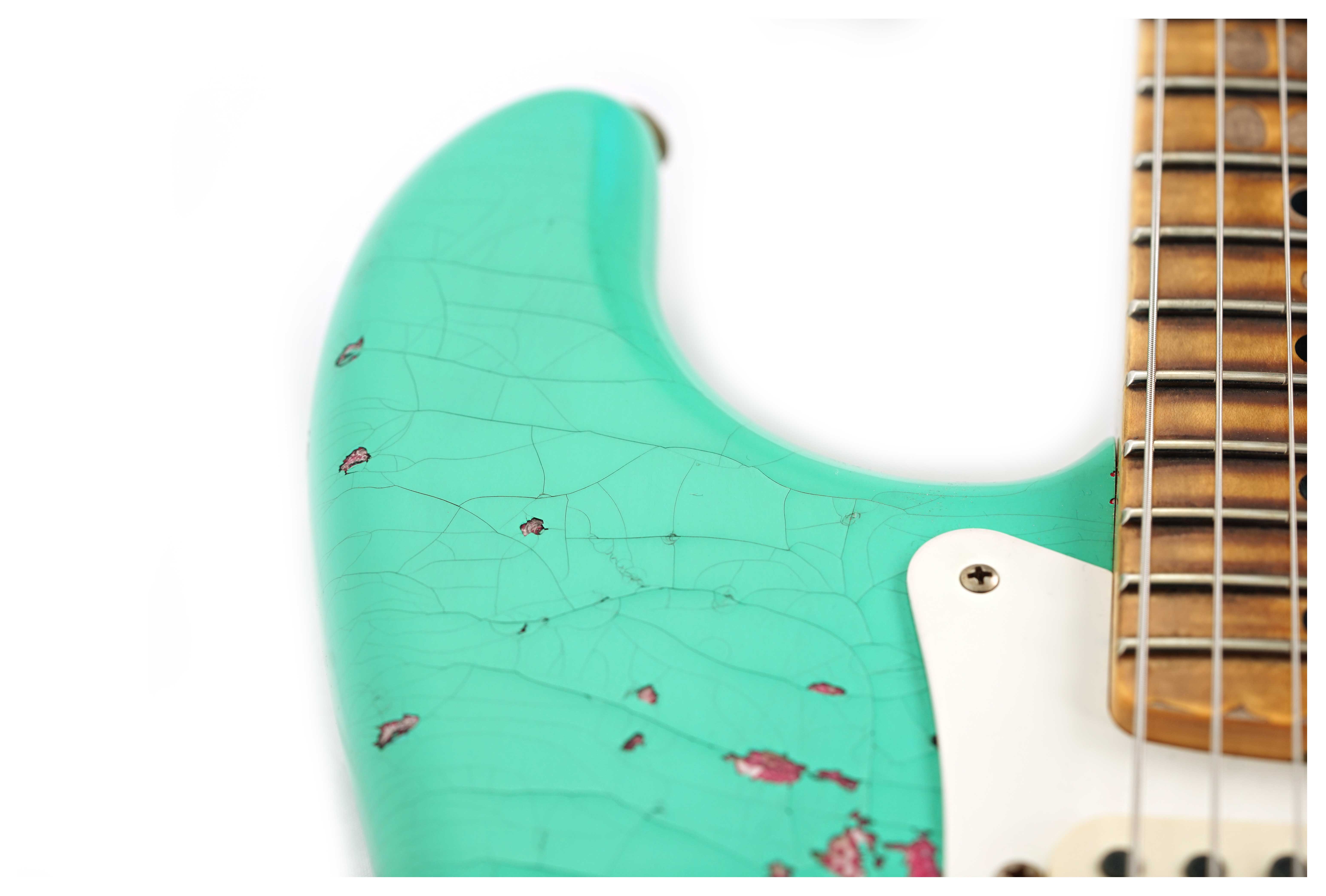 Fender Custom Shop Limited Edition Mischief Maker Stratocaster Heavy Relic Aged Surf Green Over Pink Paisley #CZ581057