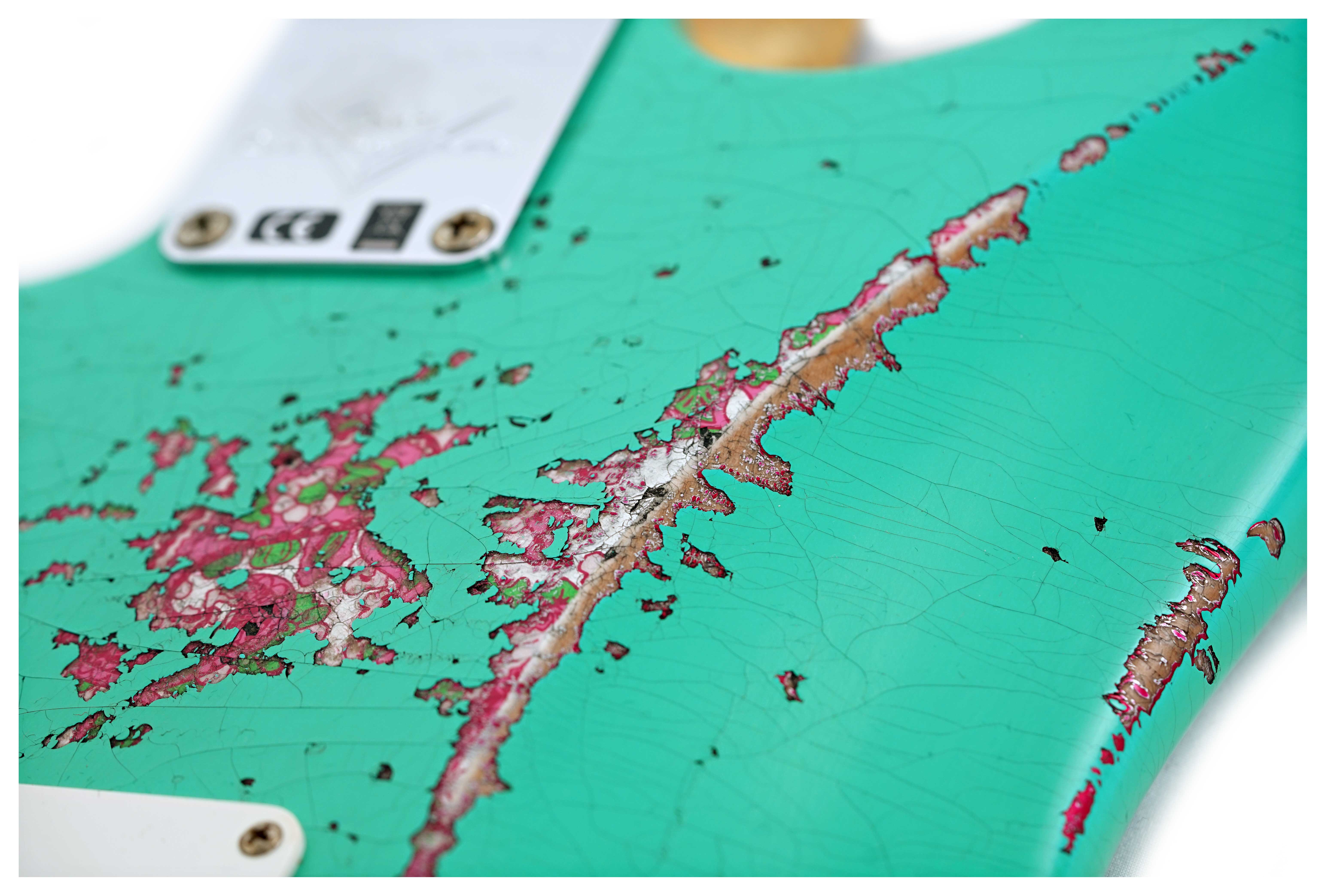 Fender Custom Shop Limited Edition Mischief Maker Stratocaster Heavy Relic Aged Surf Green Over Pink Paisley #CZ581057