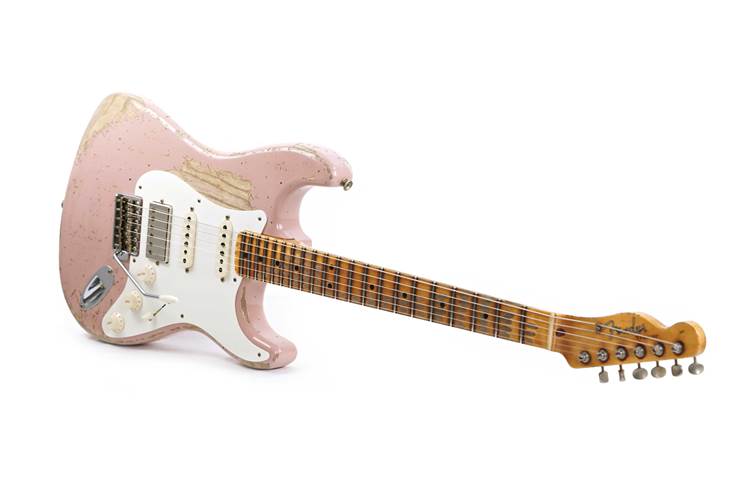 Fender Custom Shop 1957 Stratocaster HSS Super Heavy Relic Reversed Tele Headstock Dark Shell Pink #R125293 Fender Custom Shop 1957 Stratocaster HSS Super Heavy Relic Reversed Tele Headstock Dark Shell Pink #R125293