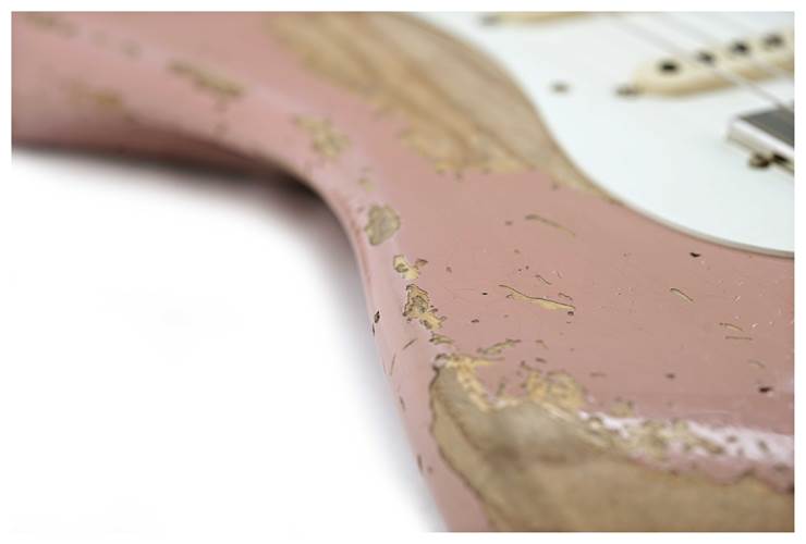 Fender Custom Shop 1957 Stratocaster HSS Super Heavy Relic Reversed Tele Headstock Dark Shell Pink #R125293 Fender Custom Shop 1957 Stratocaster HSS Super Heavy Relic Reversed Tele Headstock Dark Shell Pink #R125293