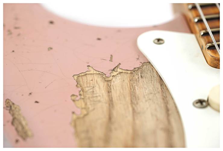 Fender Custom Shop 1957 Stratocaster HSS Super Heavy Relic Reversed Tele Headstock Dark Shell Pink #R125293 Fender Custom Shop 1957 Stratocaster HSS Super Heavy Relic Reversed Tele Headstock Dark Shell Pink #R125293