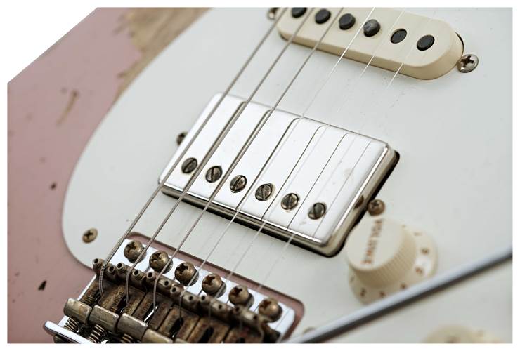 Fender Custom Shop 1957 Stratocaster HSS Super Heavy Relic Reversed Tele Headstock Dark Shell Pink #R125293 Fender Custom Shop 1957 Stratocaster HSS Super Heavy Relic Reversed Tele Headstock Dark Shell Pink #R125293
