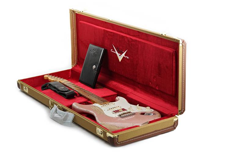 Fender Custom Shop 1957 Stratocaster HSS Super Heavy Relic Reversed Tele Headstock Dark Shell Pink #R125293 Fender Custom Shop 1957 Stratocaster HSS Super Heavy Relic Reversed Tele Headstock Dark Shell Pink #R125293