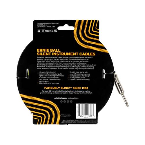 Ernie Ball 10 Feet Straight / Straight Silent Instrument Cable Ernie Ball 10 Feet Straight / Straight Silent Instrument Cable