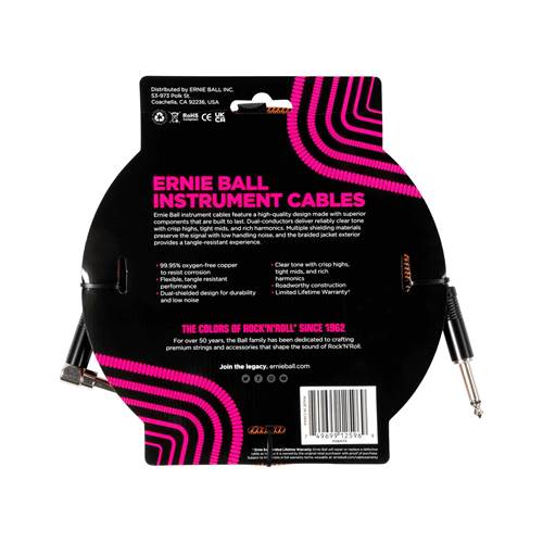 Ernie Ball 10 Feet Braided Instrument Cable Straight / Angled Pumpkin Pie Ernie Ball 10 Feet Braided Instrument Cable Straight / Angled Pumpkin Pie