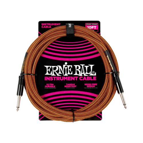 Ernie Ball 10 Feet Braided Instrument Cable Straight / Straight Pumpkin Pie Ernie Ball 10 Feet Braided Instrument Cable Straight / Straight Pumpkin Pie