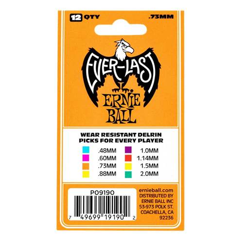 Ernie Ball Everlast Orange 0.73mm 12 Pack Plectrums Ernie Ball Everlast Orange 0.73mm 12 Pack Plectrums