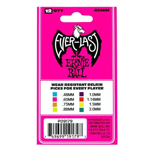 Ernie Ball Everlast Pink 0.60mm 12 Pack Plectrums Ernie Ball Everlast Pink 0.60mm 12 Pack Plectrums