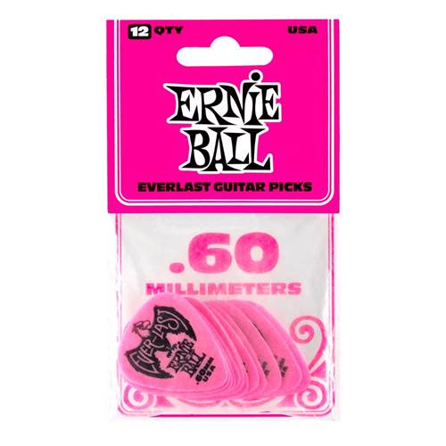 Ernie Ball Everlast Pink 0.60mm 12 Pack Plectrums Ernie Ball Everlast Pink 0.60mm 12 Pack Plectrums