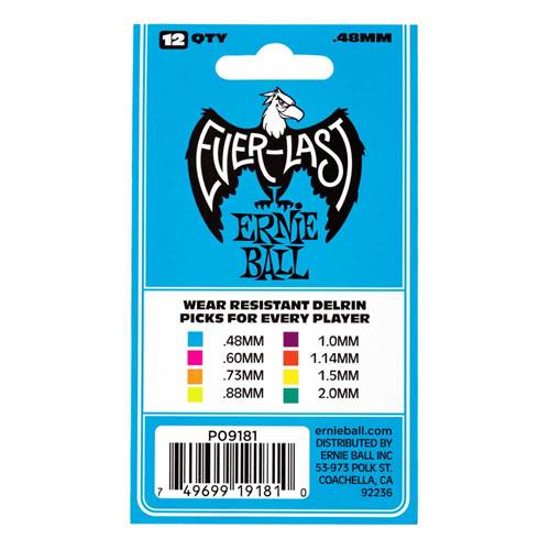 Ernie Ball Everlast Blue 0.48mm 12 Pack Plectrums Ernie Ball Everlast Blue 0.48mm 12 Pack Plectrums