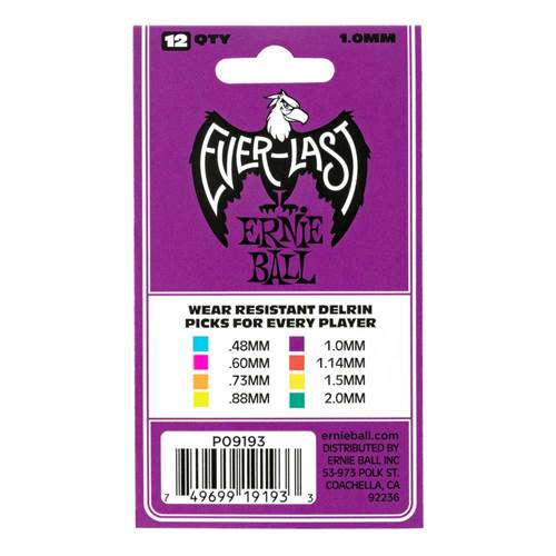 Ernie Ball Everlast Purple 1.0mm 12 Pack Plectrums Ernie Ball Everlast Purple 1.0mm 12 Pack Plectrums