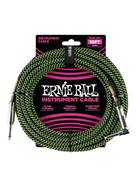 Ernie Ball 10 Foot Straight/Angled Black Green Braided Cable