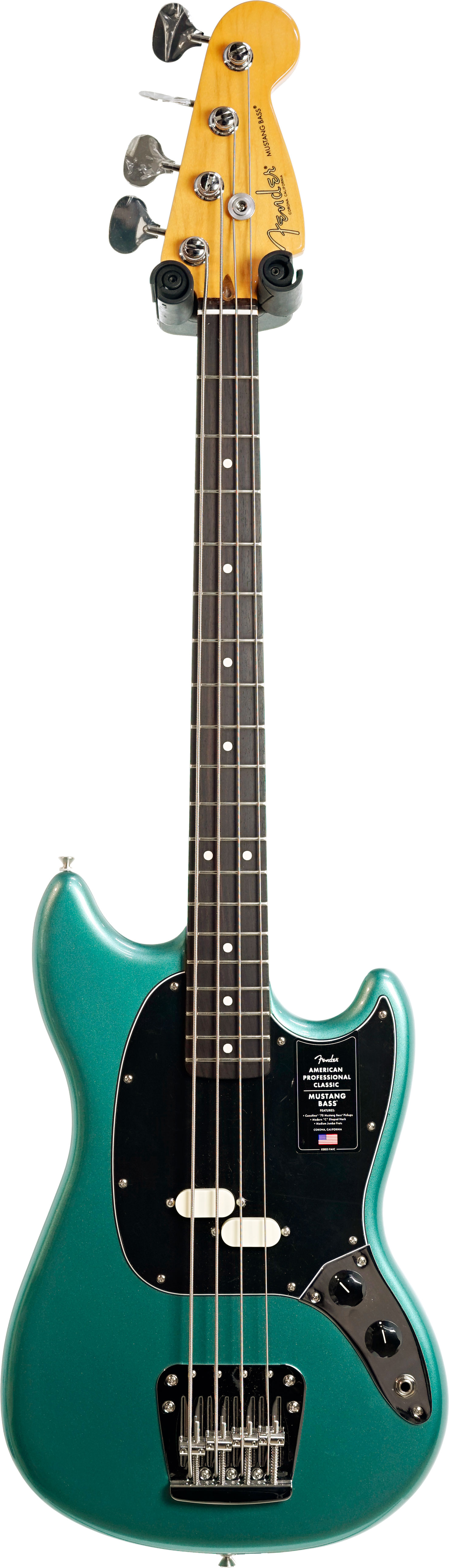 Fender American Professional Classic Mustang Short Scale Bass Faded Sherwood Green Metallic Rosewood Fingerboard #US25090114