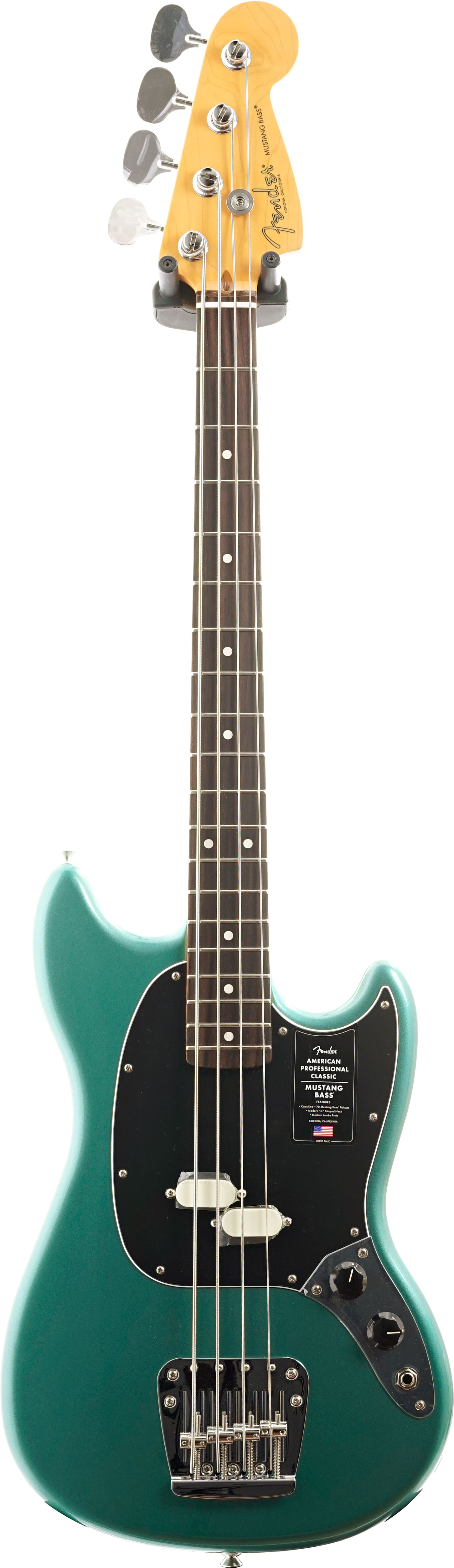 Fender American Professional Classic Mustang Short Scale Bass Faded Sherwood Green Metallic Rosewood Fingerboard #US25100028