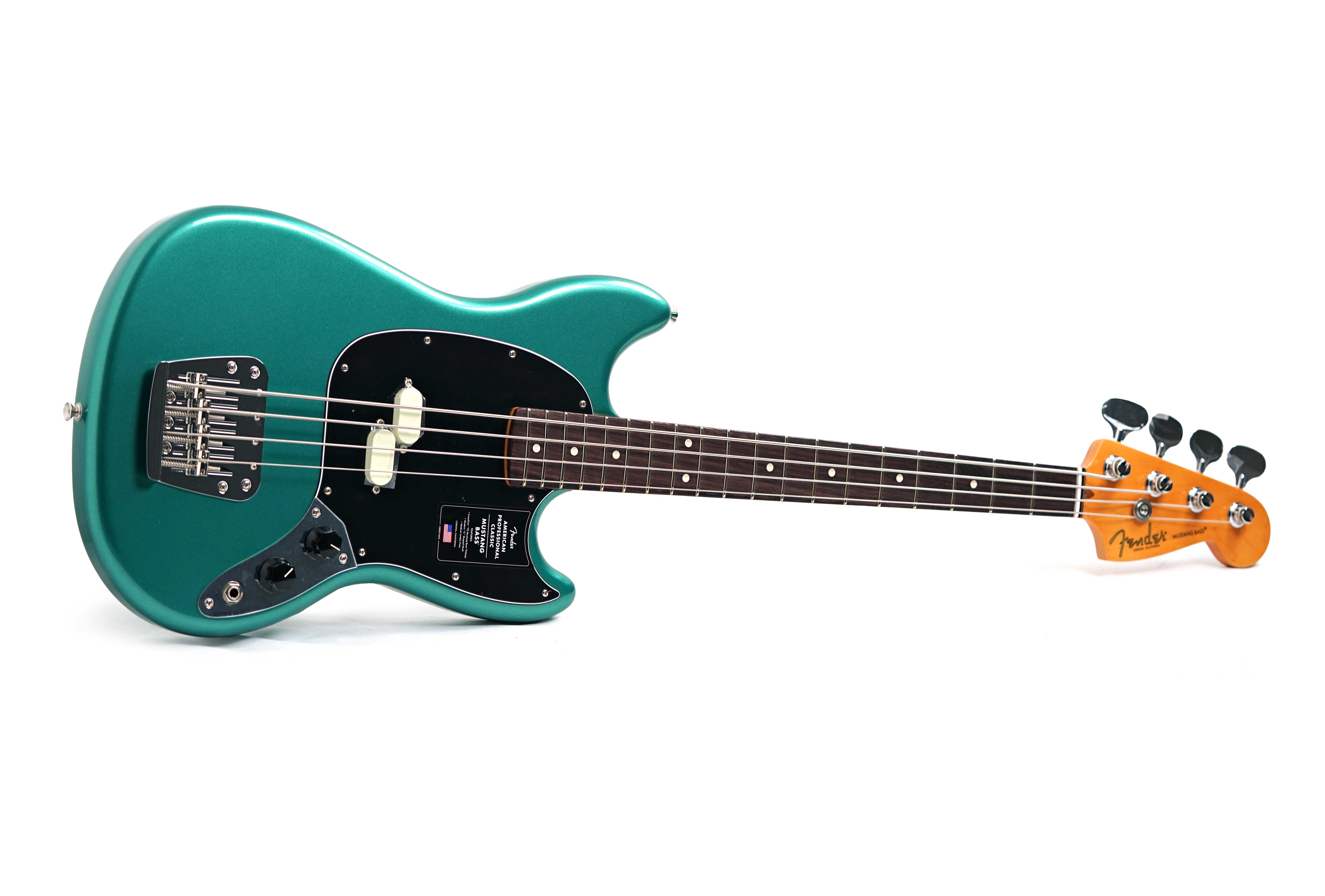 Fender American Professional Classic Mustang Short Scale Bass Faded Sherwood Green Metallic Rosewood Fingerboard #US25089986