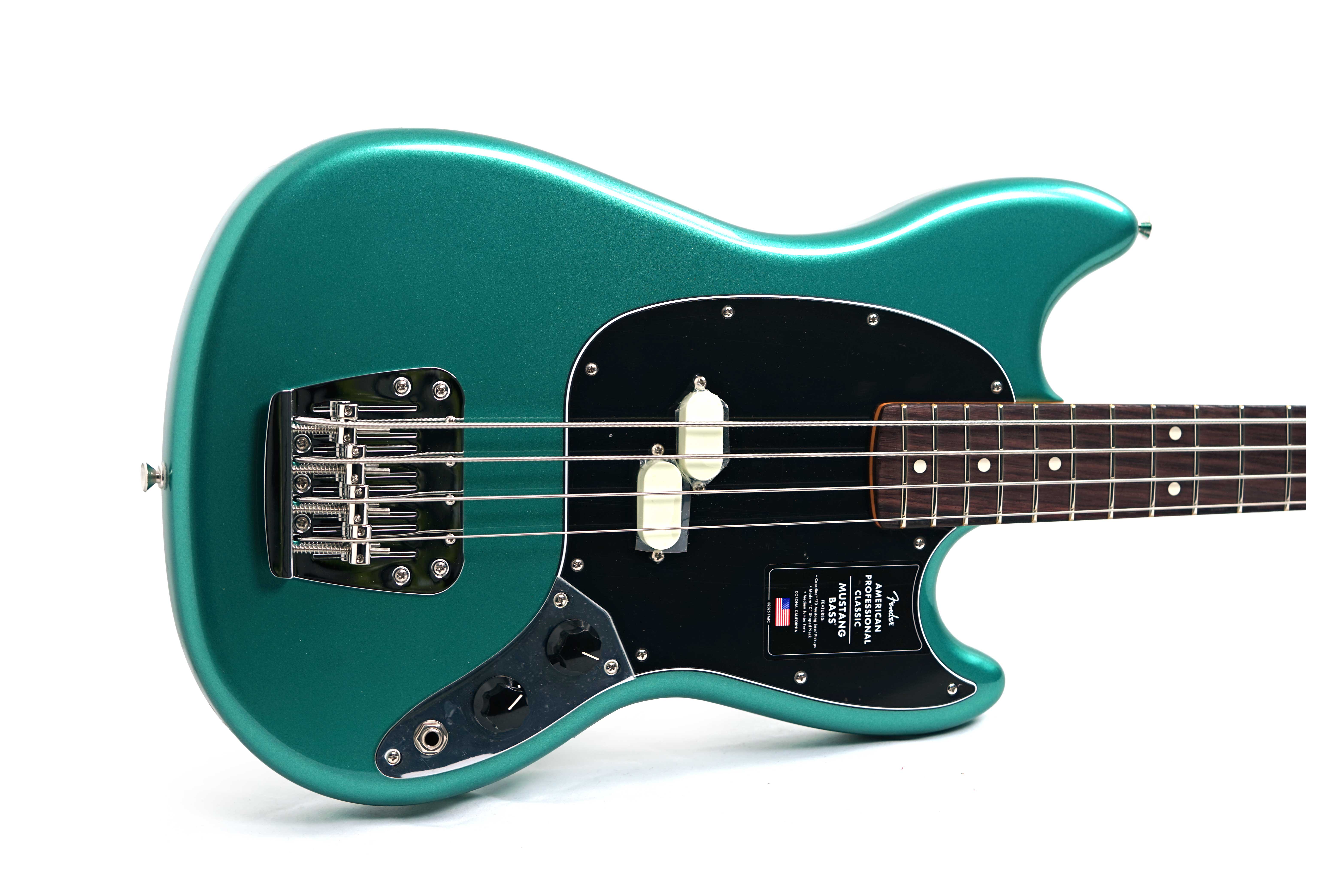 Fender American Professional Classic Mustang Short Scale Bass Faded Sherwood Green Metallic Rosewood Fingerboard #US25089986