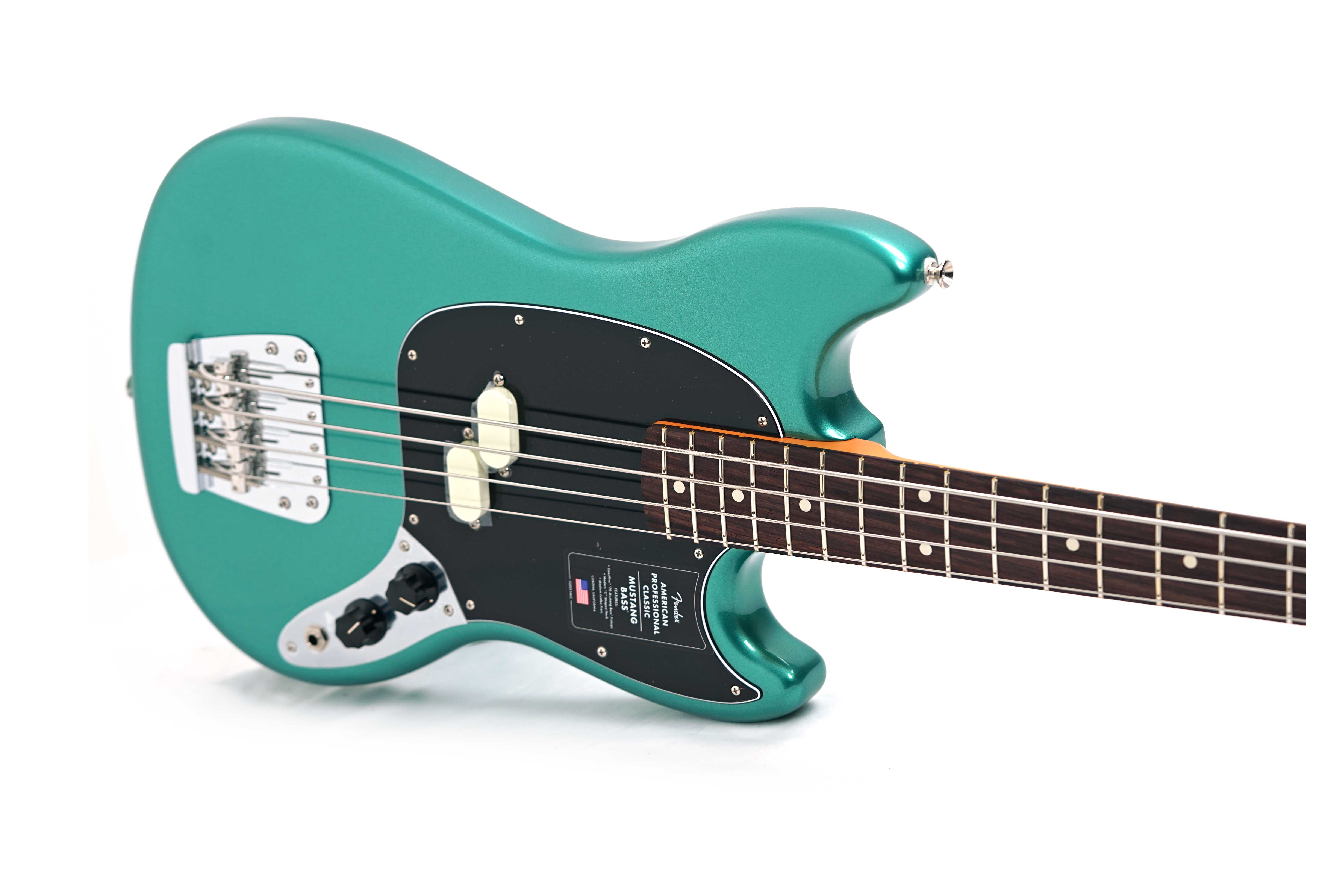 Fender American Professional Classic Mustang Short Scale Bass Faded Sherwood Green Metallic Rosewood Fingerboard #US25089986