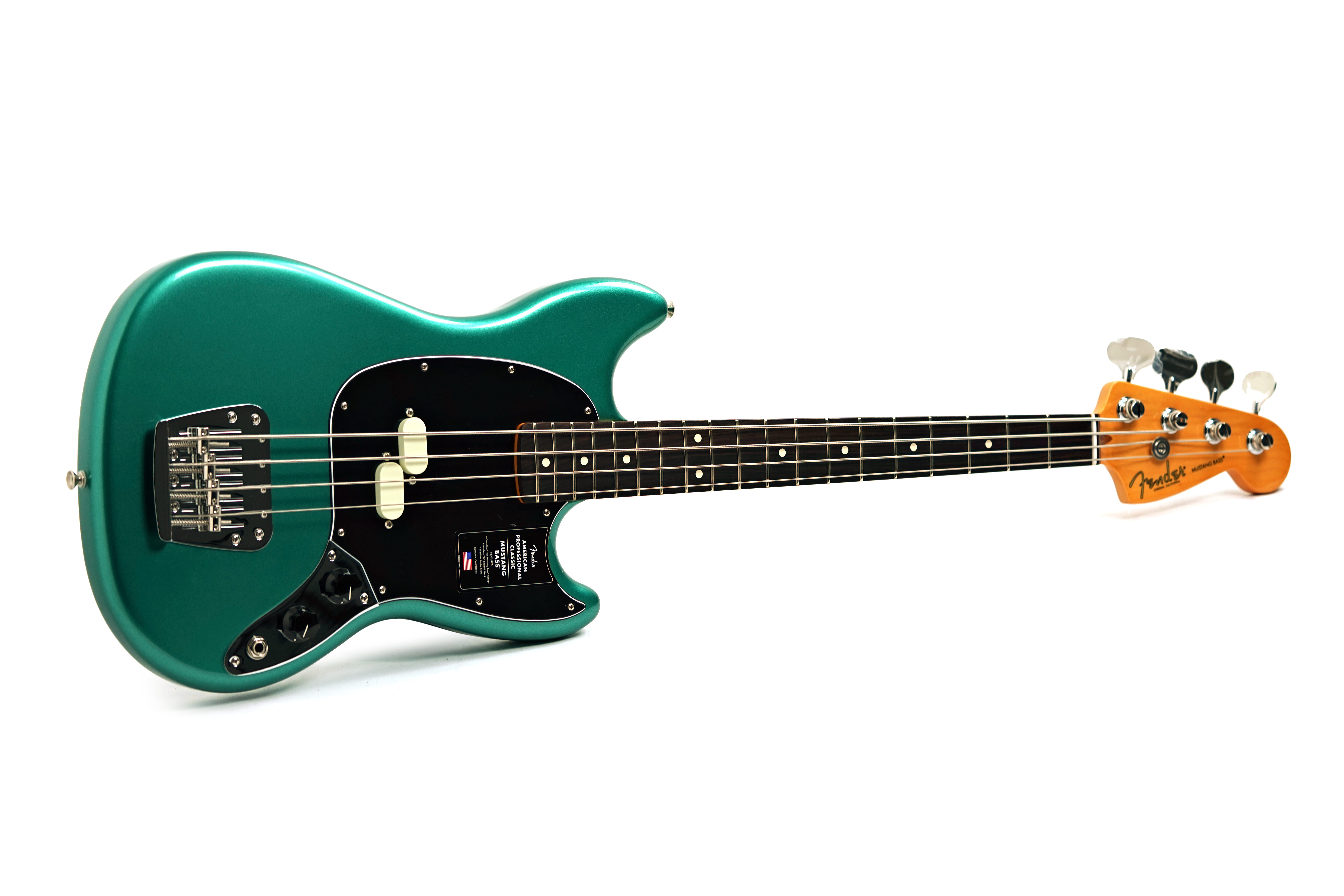 Fender American Professional Classic Mustang Short Scale Bass Faded Sherwood Green Metallic Rosewood Fingerboard #US25070403