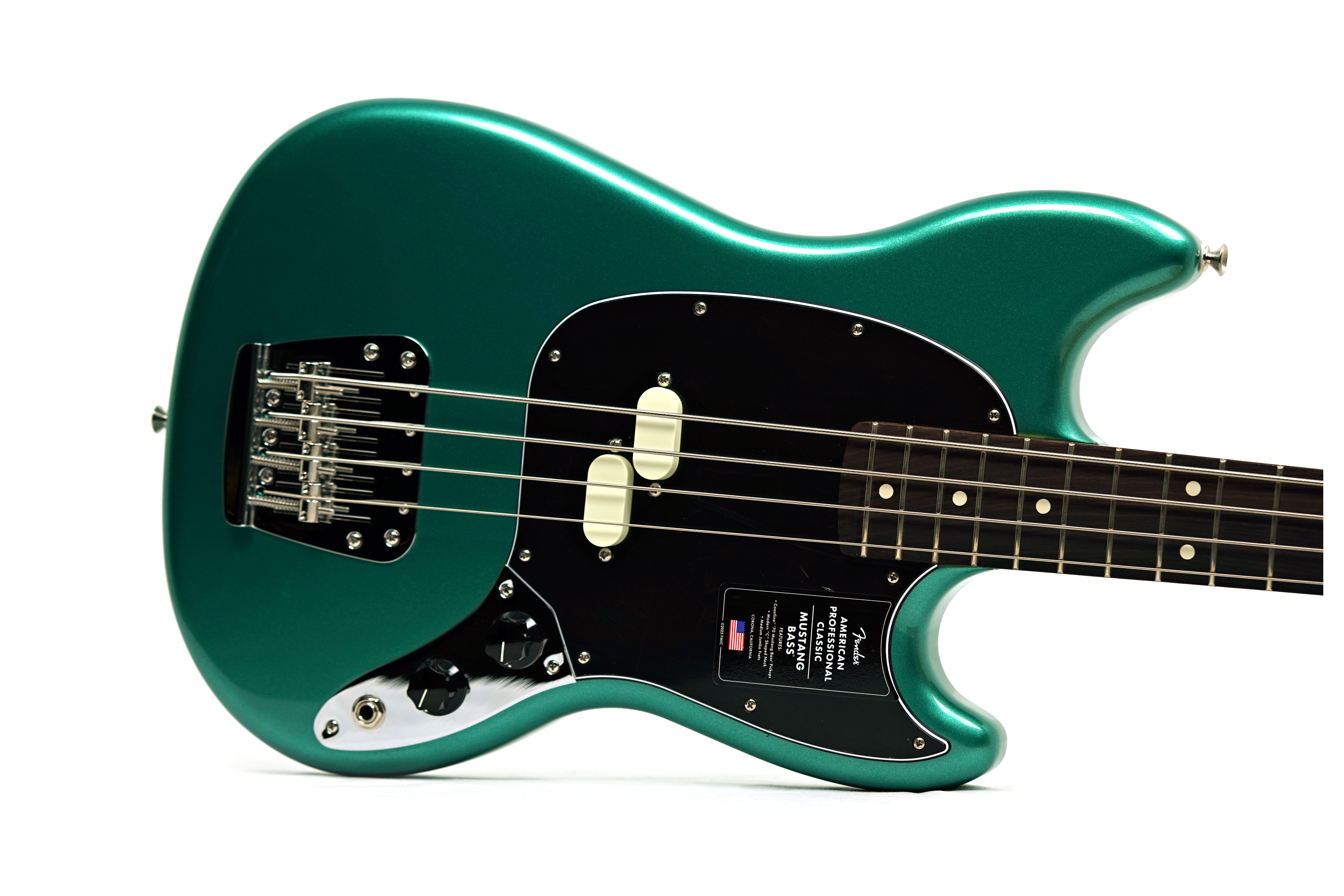 Fender American Professional Classic Mustang Short Scale Bass Faded Sherwood Green Metallic Rosewood Fingerboard #US25070403
