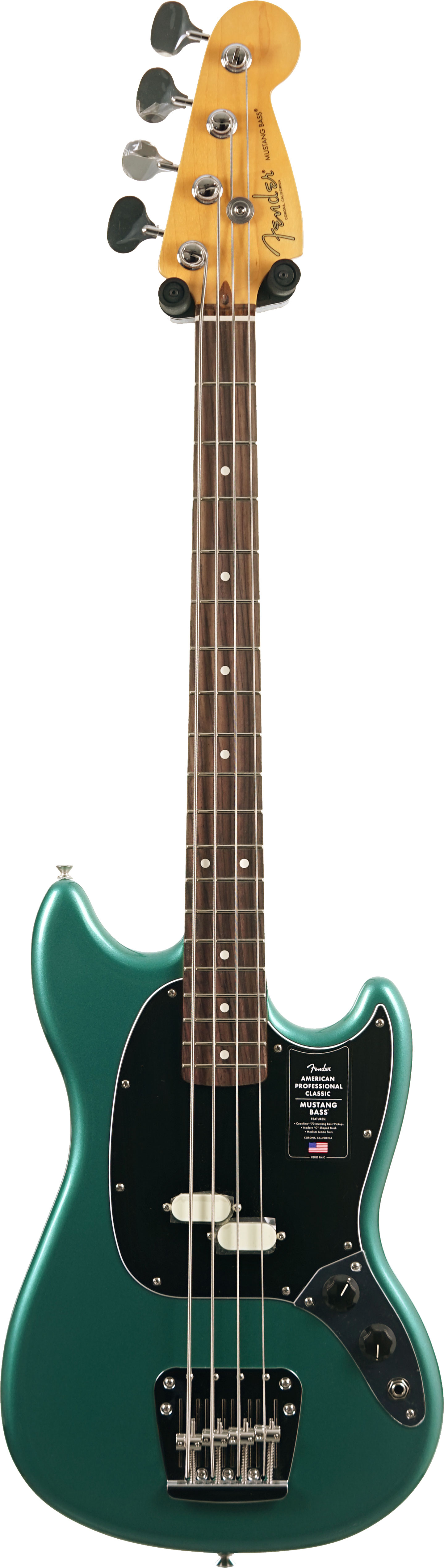 Fender American Professional Classic Mustang Short Scale Bass Faded Sherwood Green Metallic Rosewood Fingerboard #US25091792