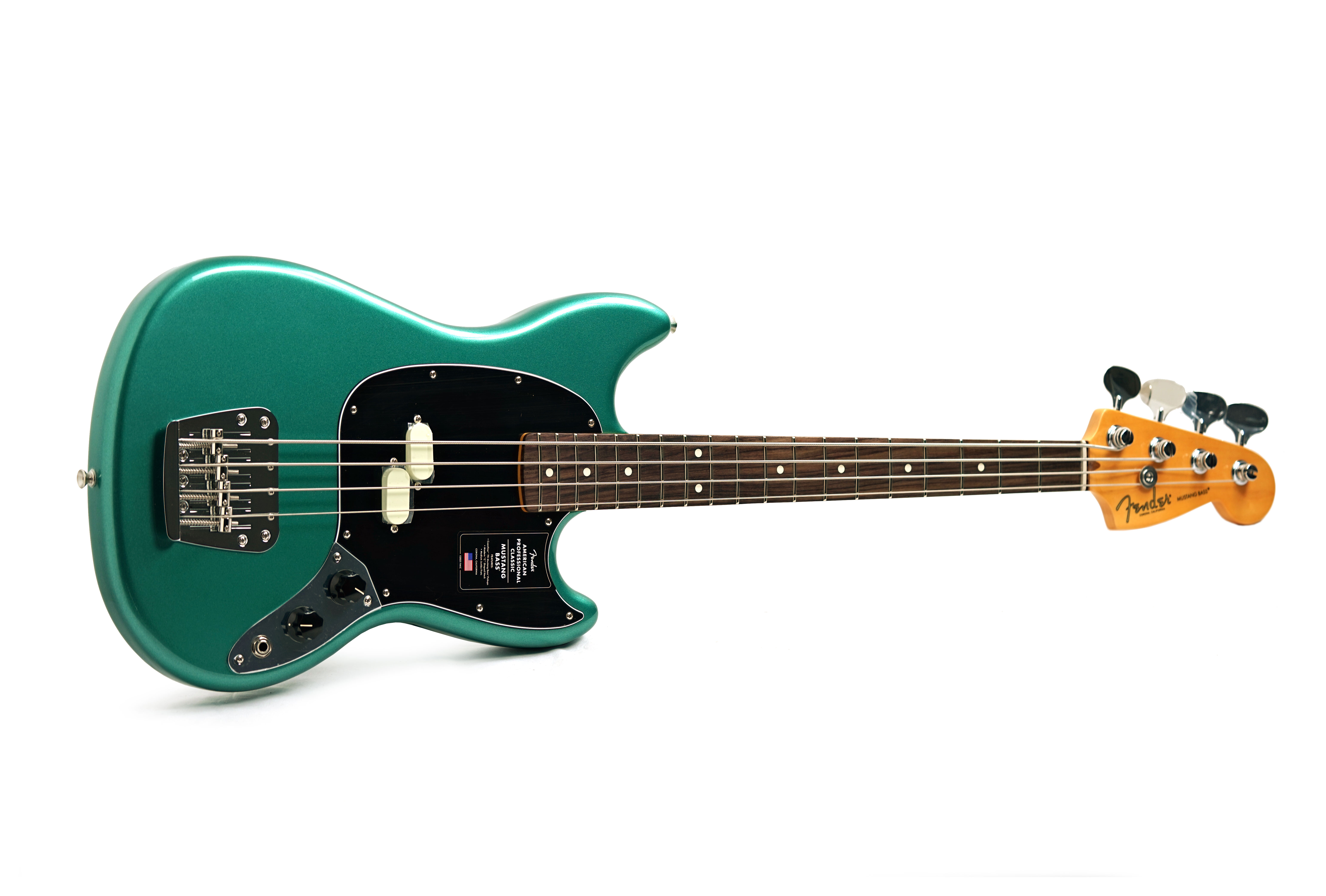 Fender American Professional Classic Mustang Short Scale Bass Faded Sherwood Green Metallic Rosewood Fingerboard #US25091792