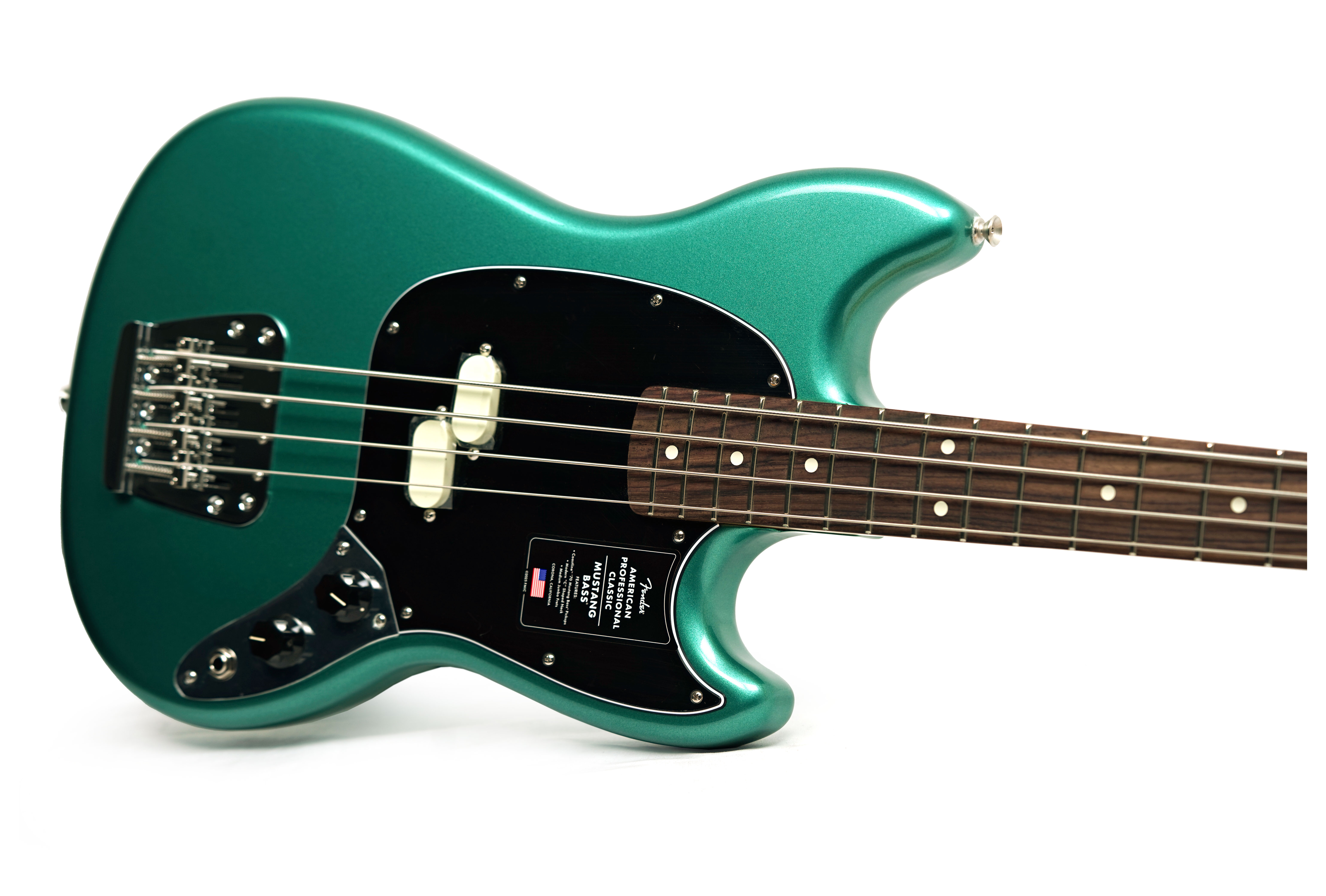 Fender American Professional Classic Mustang Short Scale Bass Faded Sherwood Green Metallic Rosewood Fingerboard #US25091792