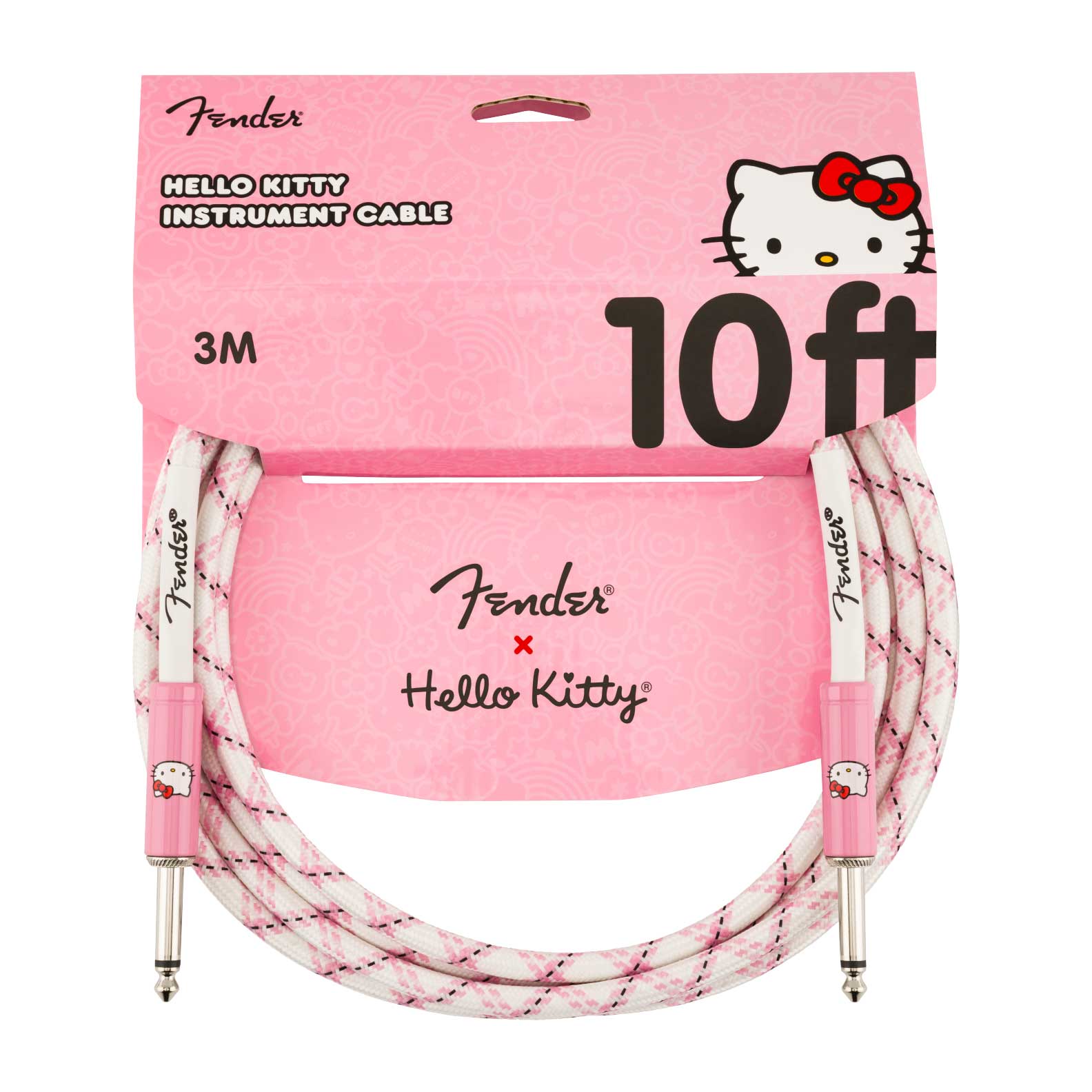 Fender Hello Kitty White/Pink Woven Cable 10 Feet