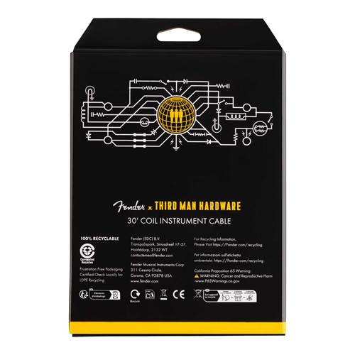 Fender X Third Man Hardware 30ft Yellow Coil Cable Fender X Third Man Hardware 30ft Yellow Coil Cable