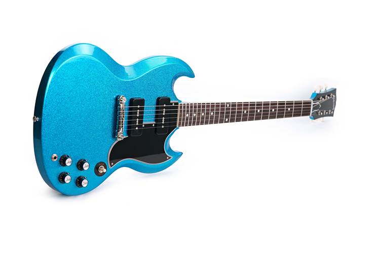 Gibson Custom Shop 63 SG Special Blue Gold Sparkle Lightning Bar Gloss #501463 Gibson Custom Shop 63 SG Special Blue Gold Sparkle Lightning Bar Gloss #501463