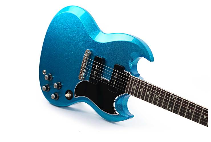 Gibson Custom Shop 63 SG Special Blue Gold Sparkle Lightning Bar Gloss #501463 Gibson Custom Shop 63 SG Special Blue Gold Sparkle Lightning Bar Gloss #501463