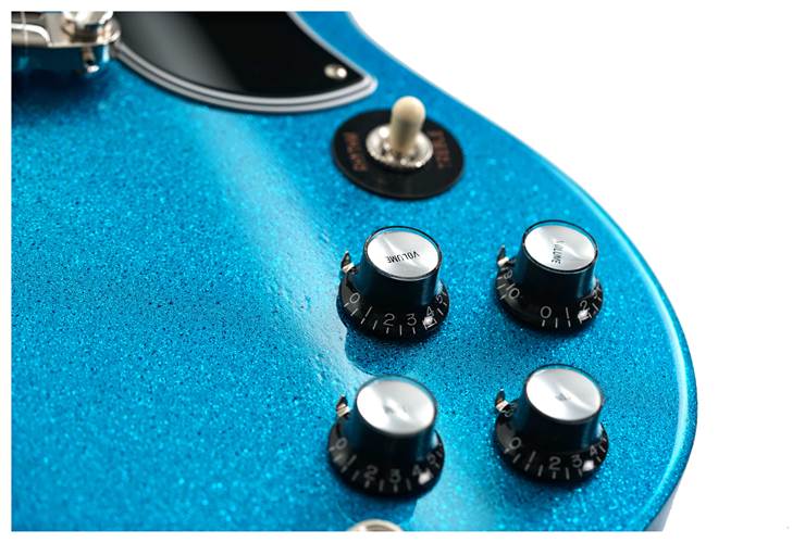 Gibson Custom Shop 63 SG Special Blue Gold Sparkle Lightning Bar Gloss #501463 Gibson Custom Shop 63 SG Special Blue Gold Sparkle Lightning Bar Gloss #501463