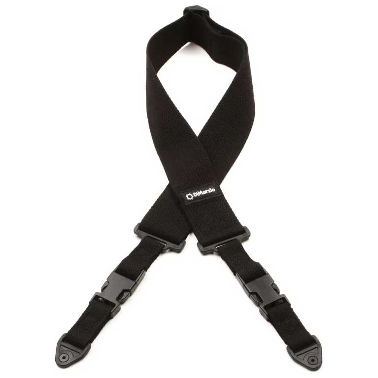 DiMarzio ClipLock Quick Release Guitar Strap 2 Inch Cotton Standard Length Black