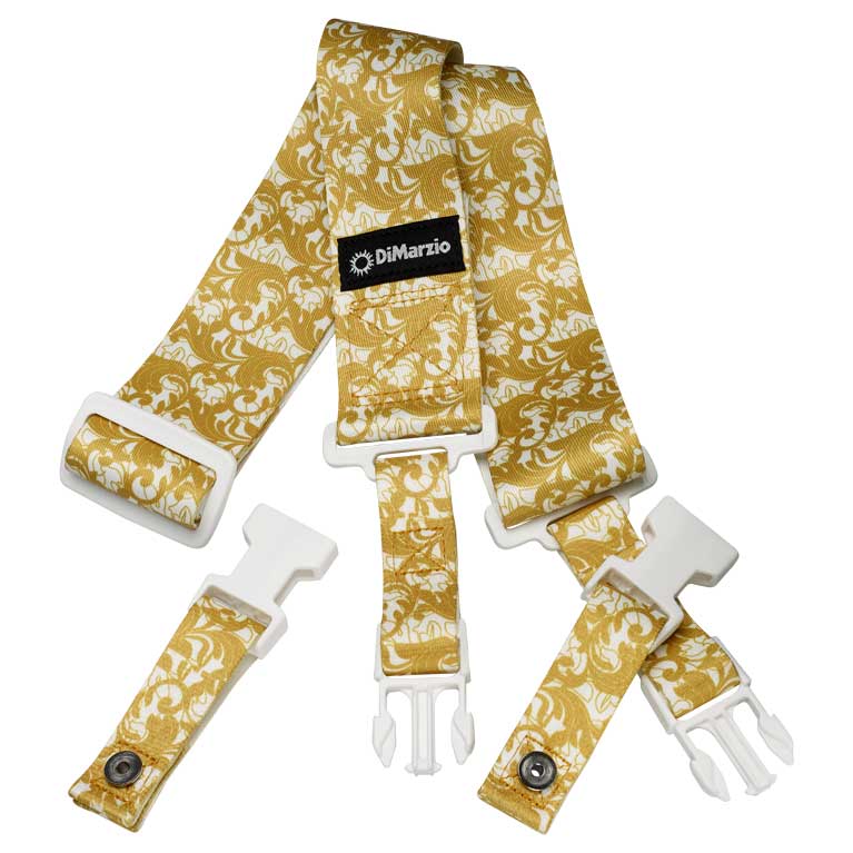 DiMarzio ClipLock Steve Vai UtoPIA Short Quick Release Guitar Strap 2 Inch White/Gold