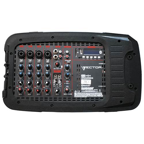 HH Vector VRC-210 Portable PA system 2x500W 6 channel mixer with Bluetooth and DSP HH Vector VRC-210 Portable PA system 2x500W 6 channel mixer with Bluetooth and DSP
