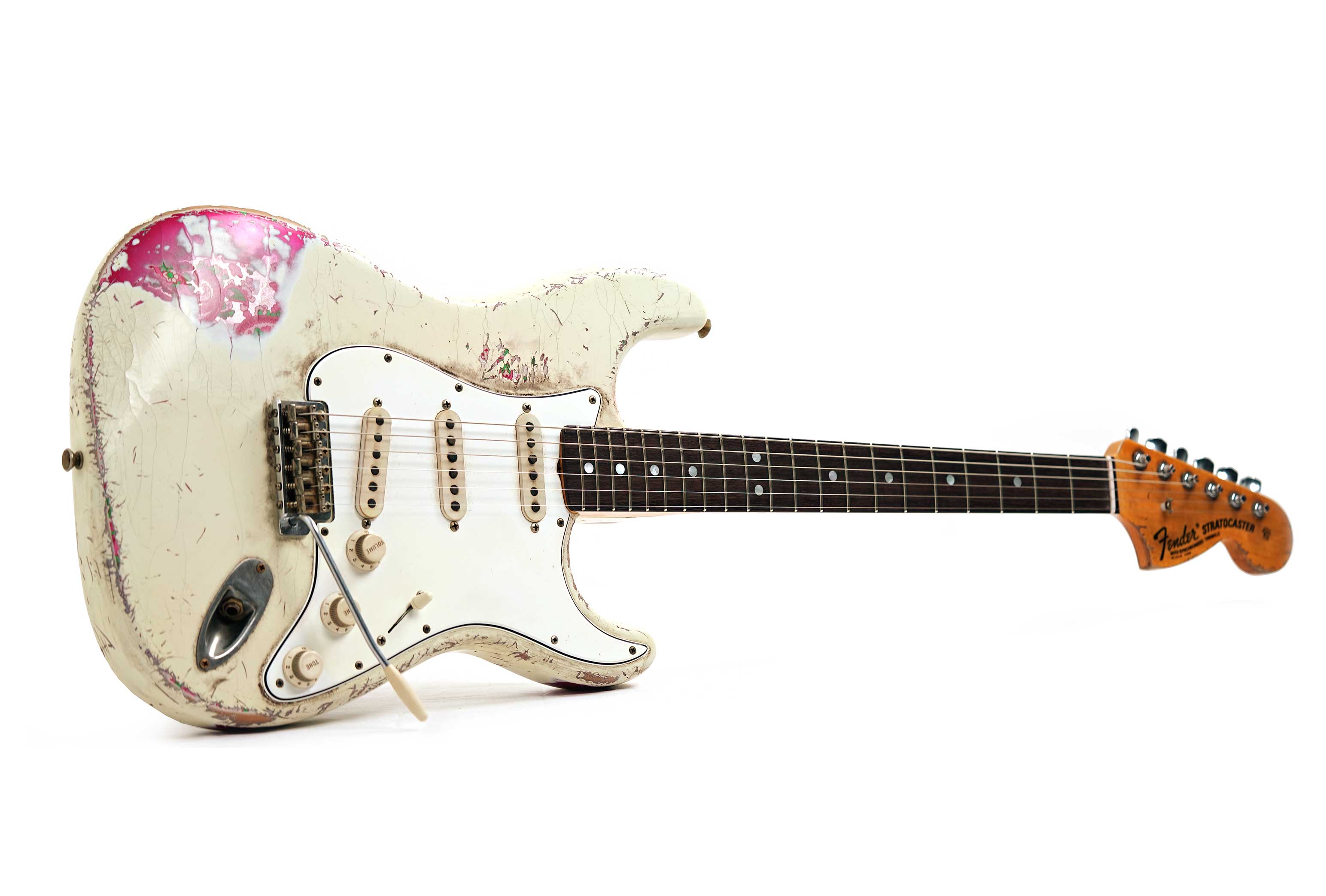 Fender Custom Shop 1969 Stratocaster Medium Heavy Relic Faded Olympic White Over Pink Paisley Masterbuilt by Austin MacNutt #R147594