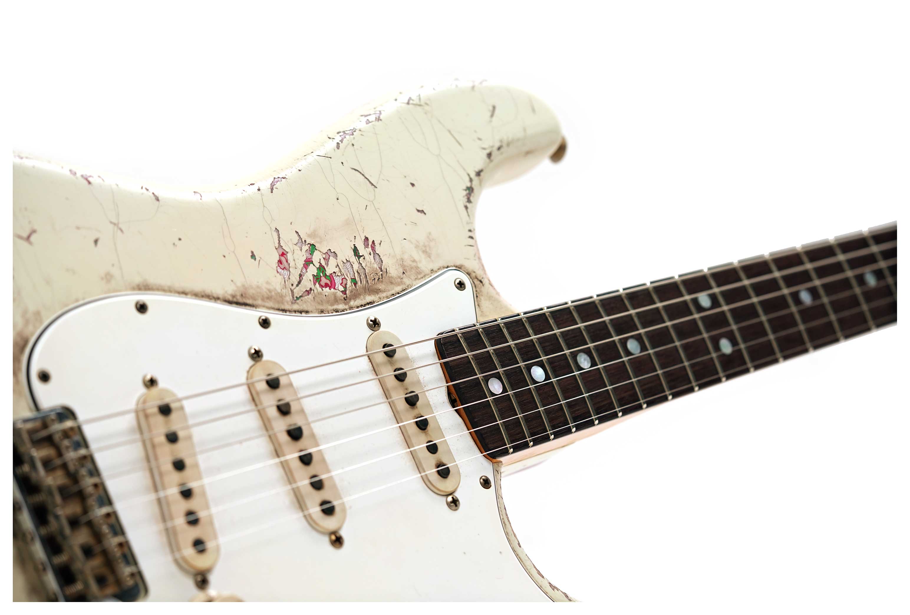Fender Custom Shop 1969 Stratocaster Medium Heavy Relic Faded Olympic White Over Pink Paisley Masterbuilt by Austin MacNutt #R147594