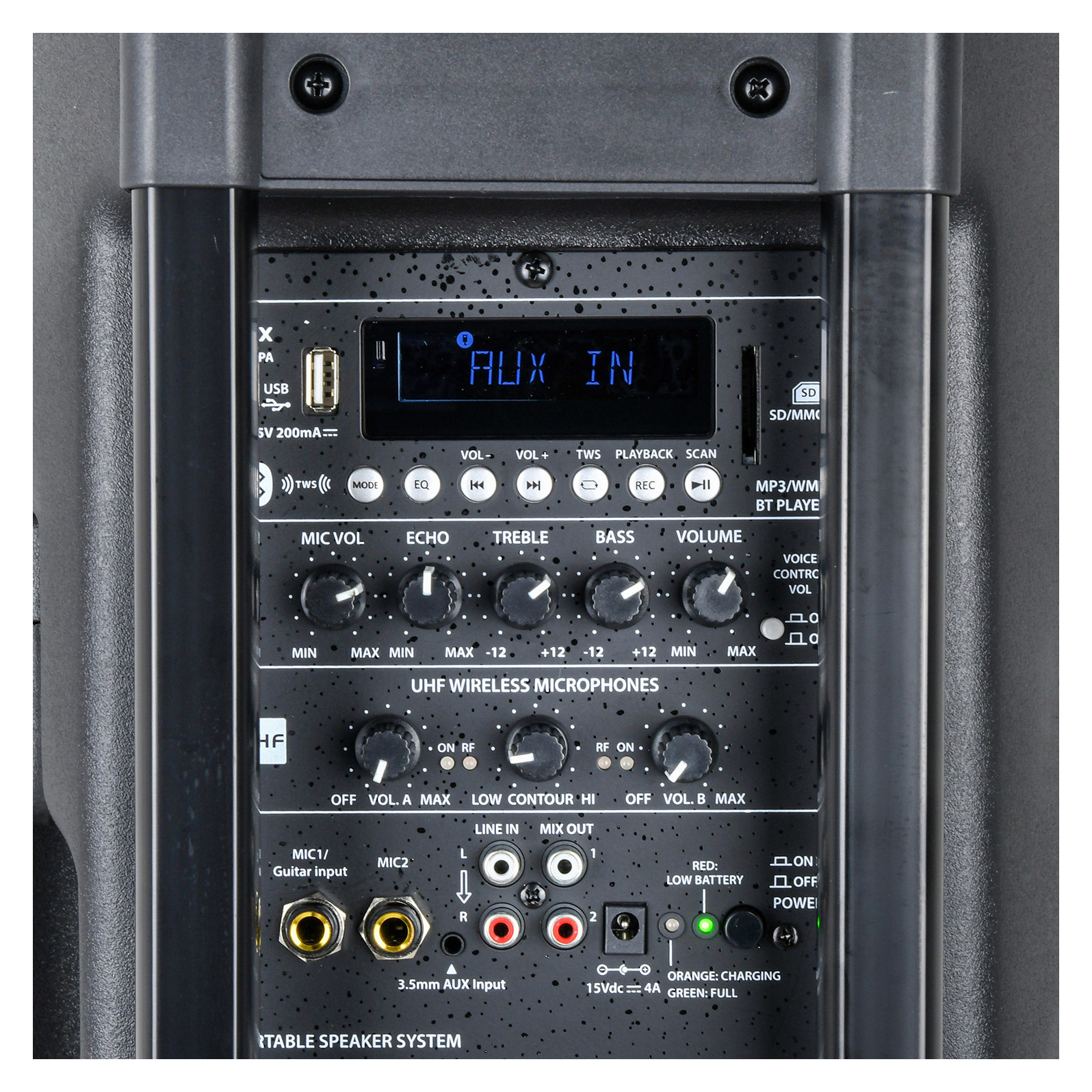 QTX QR12PA Portable PA Speaker with TWS + 2 x UHF Microphones