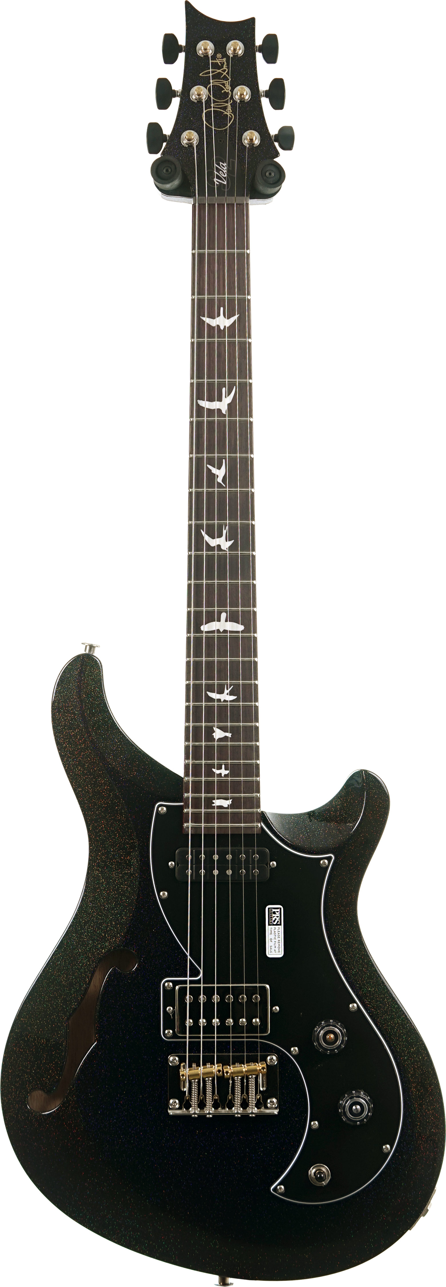 PRS S2 Vela Semi-Hollow Black Rainbow Holoflake with Cuban Mahogany Neck #S2085118