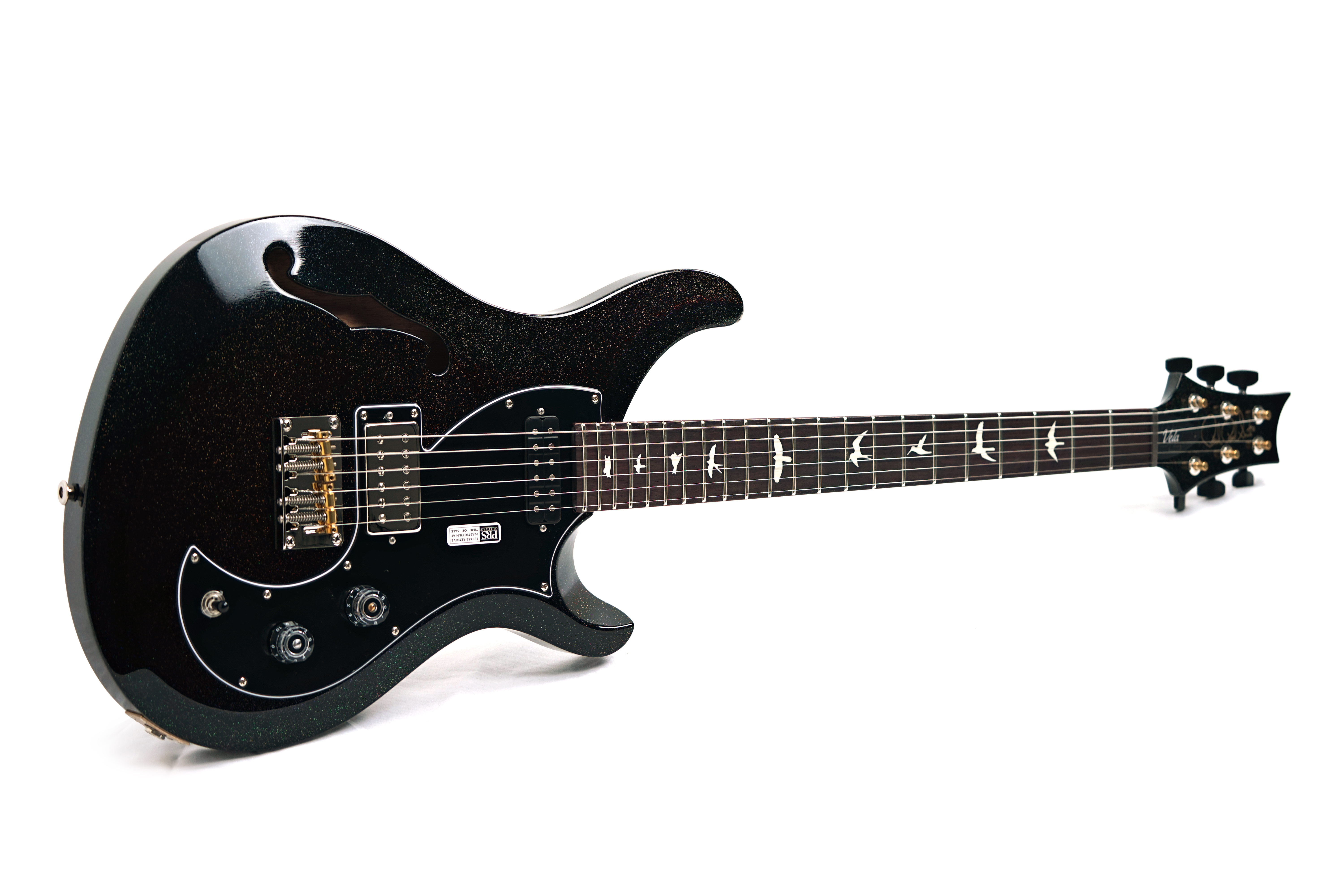 PRS S2 Vela Semi-Hollow Black Rainbow Holoflake with Cuban Mahogany Neck #S2085118