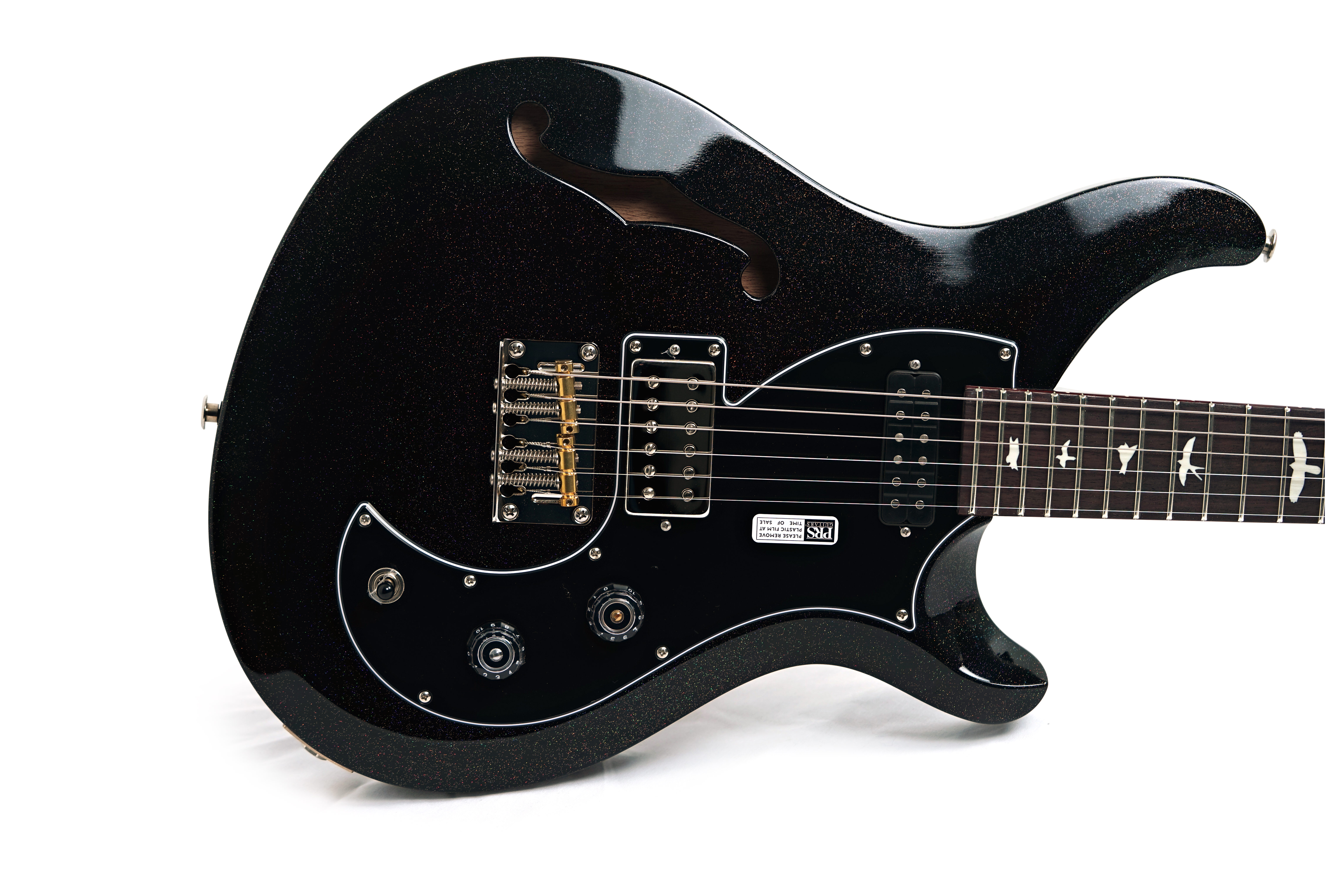 PRS S2 Vela Semi-Hollow Black Rainbow Holoflake with Cuban Mahogany Neck #S2085118