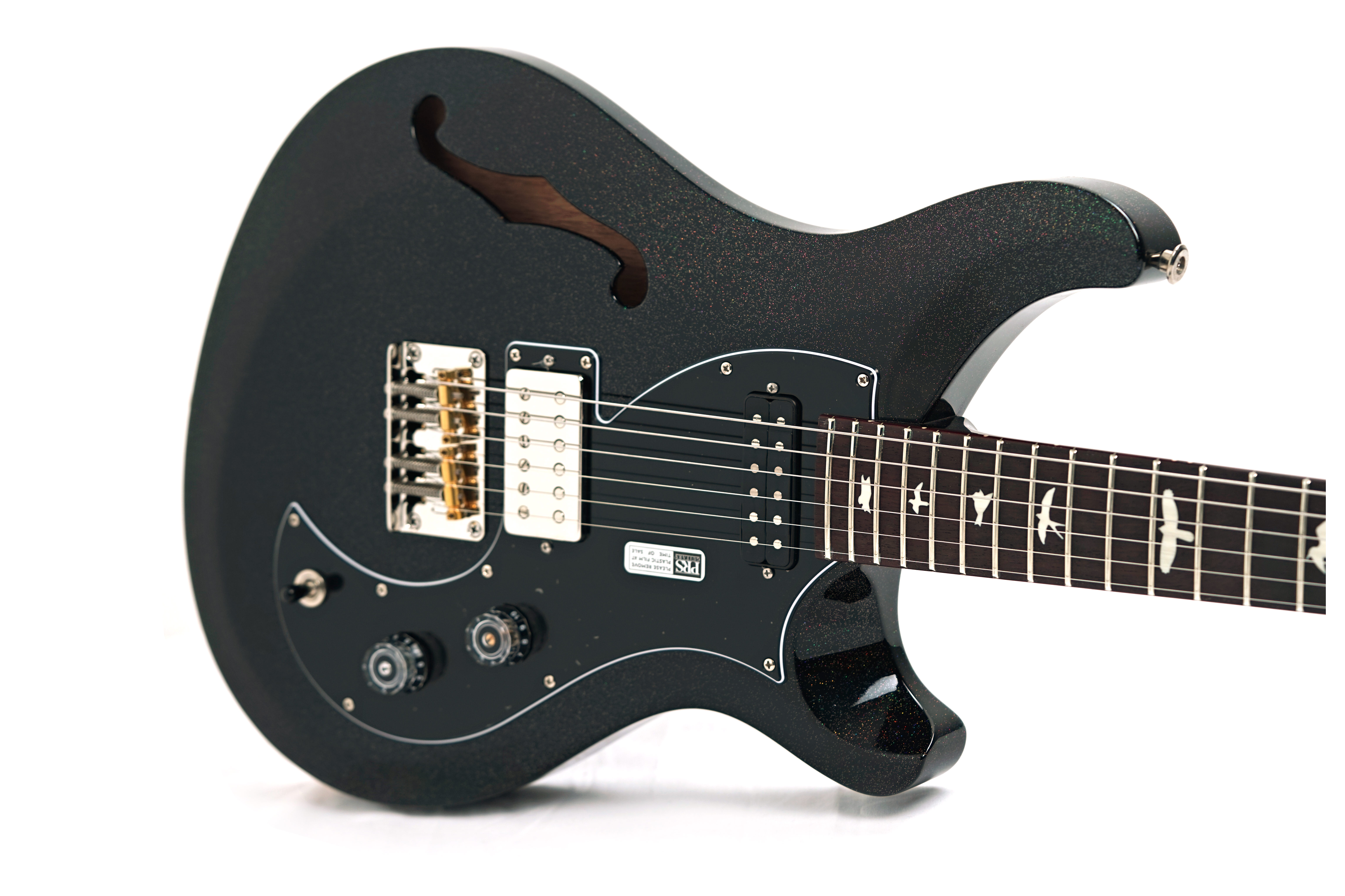 PRS S2 Vela Semi-Hollow Black Rainbow Holoflake with Cuban Mahogany Neck #S2085118