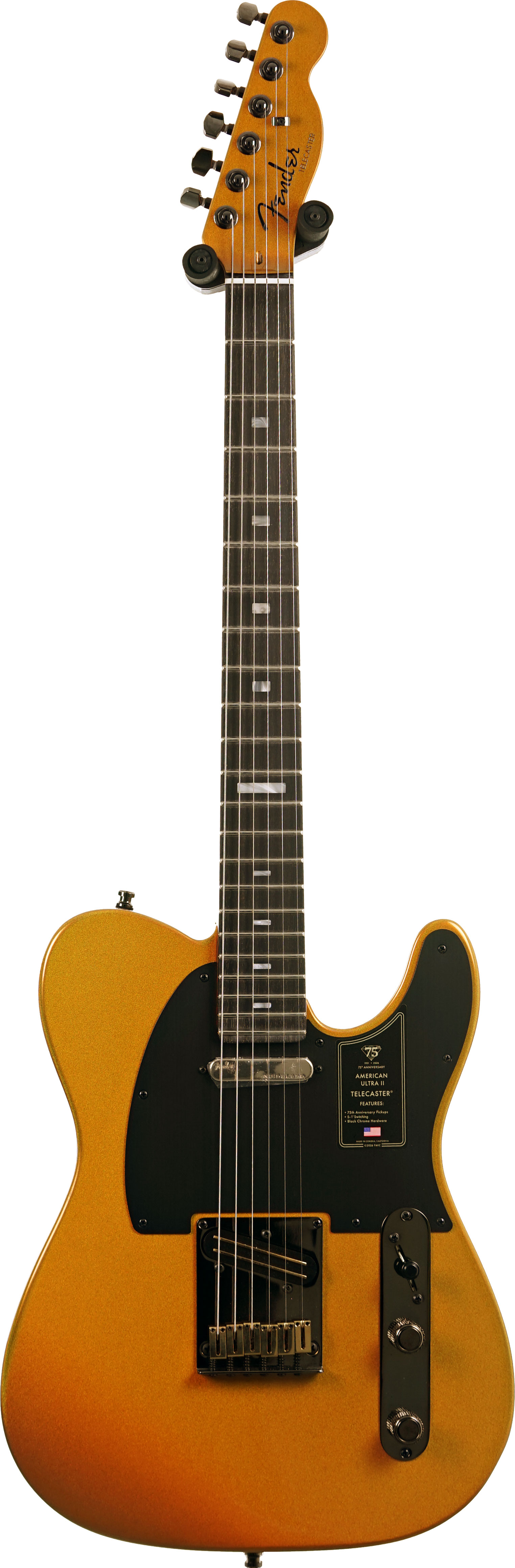 Fender 75th Anniversary American Ultra II Telecaster Liquid Gold Ebony Fingerboard #US25020337