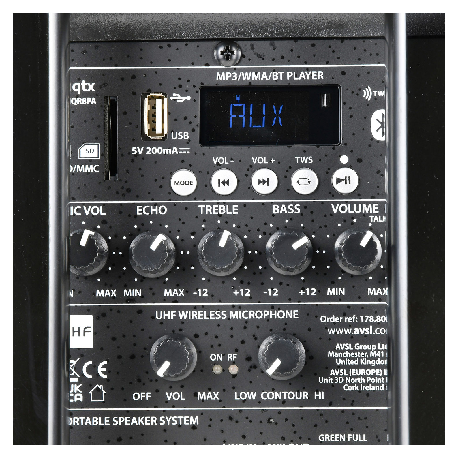 QTX QR8PA Portable PA Speaker with TWS + 1 x UHF Microphone