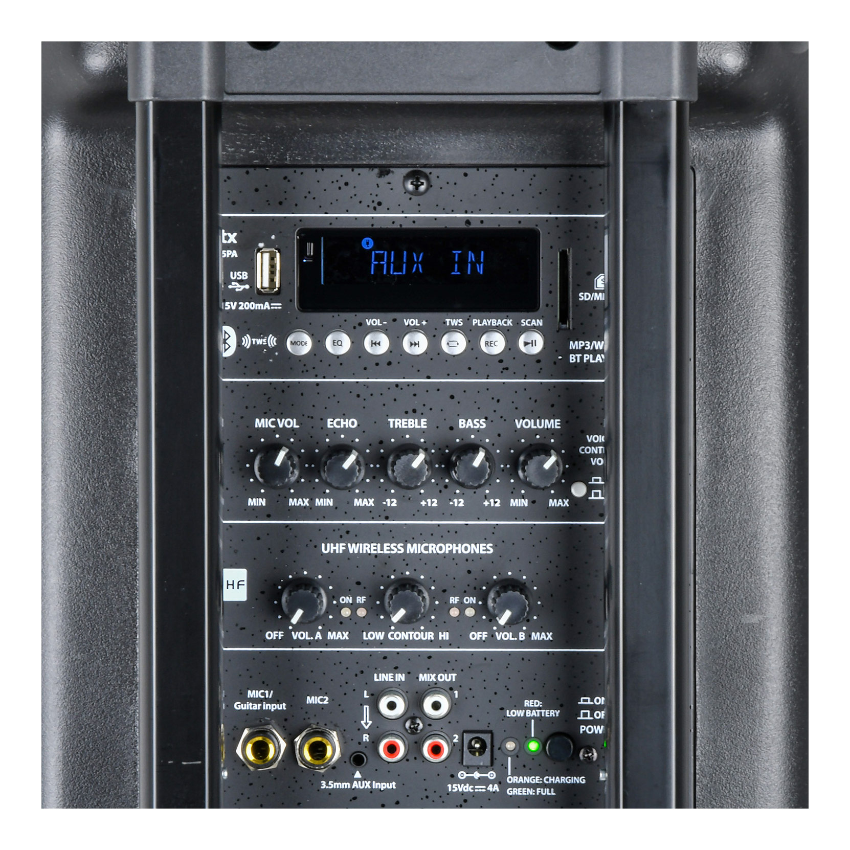 QTX QR15PA Portable PA Speaker with TWS + 2 x UHF Microphones