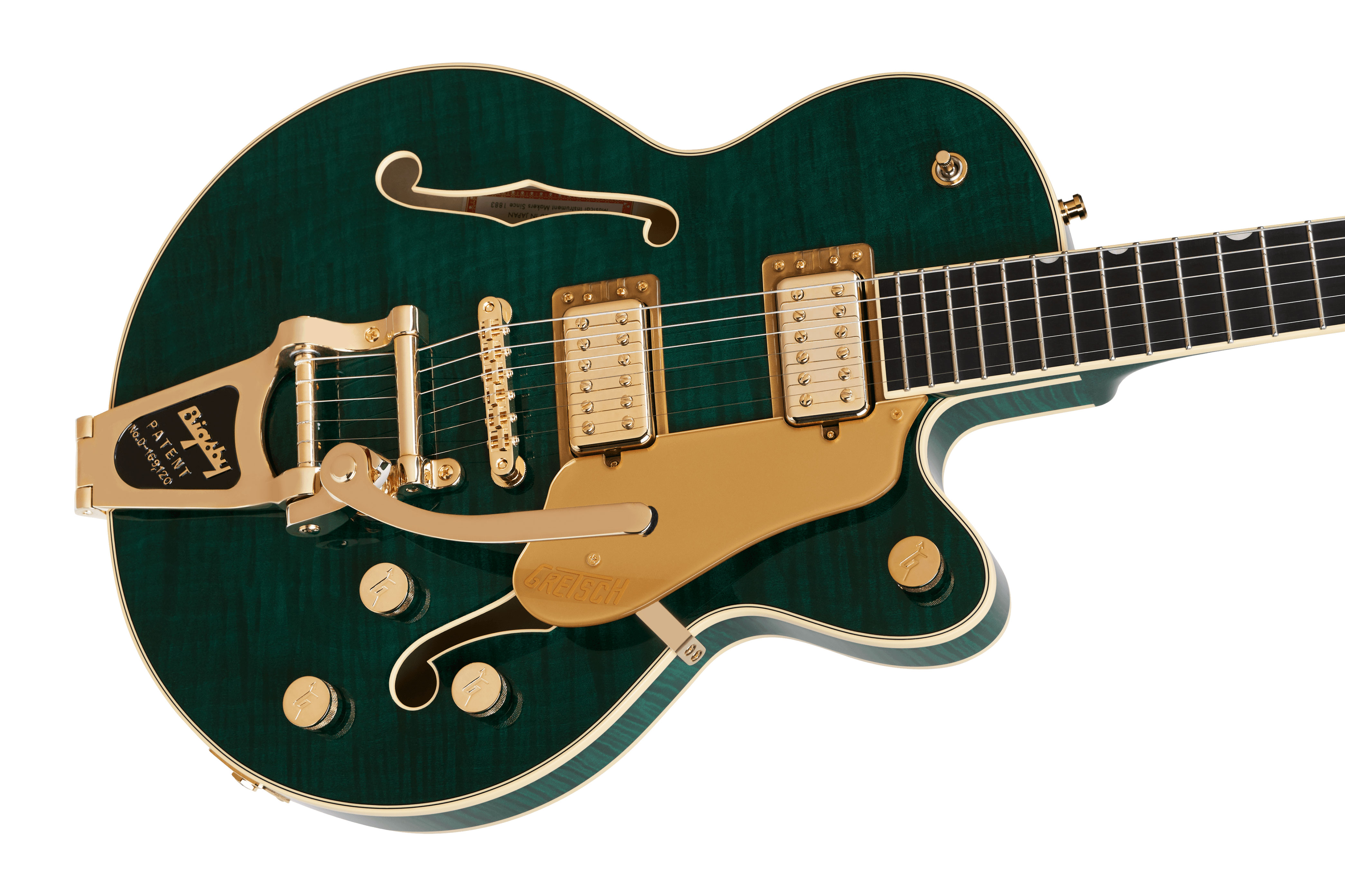 Gretsch Broadkaster Jr. LX Figured CB with String Thru Bigsby and Gold Hardware Ebony Fingerboard Tropic Aura