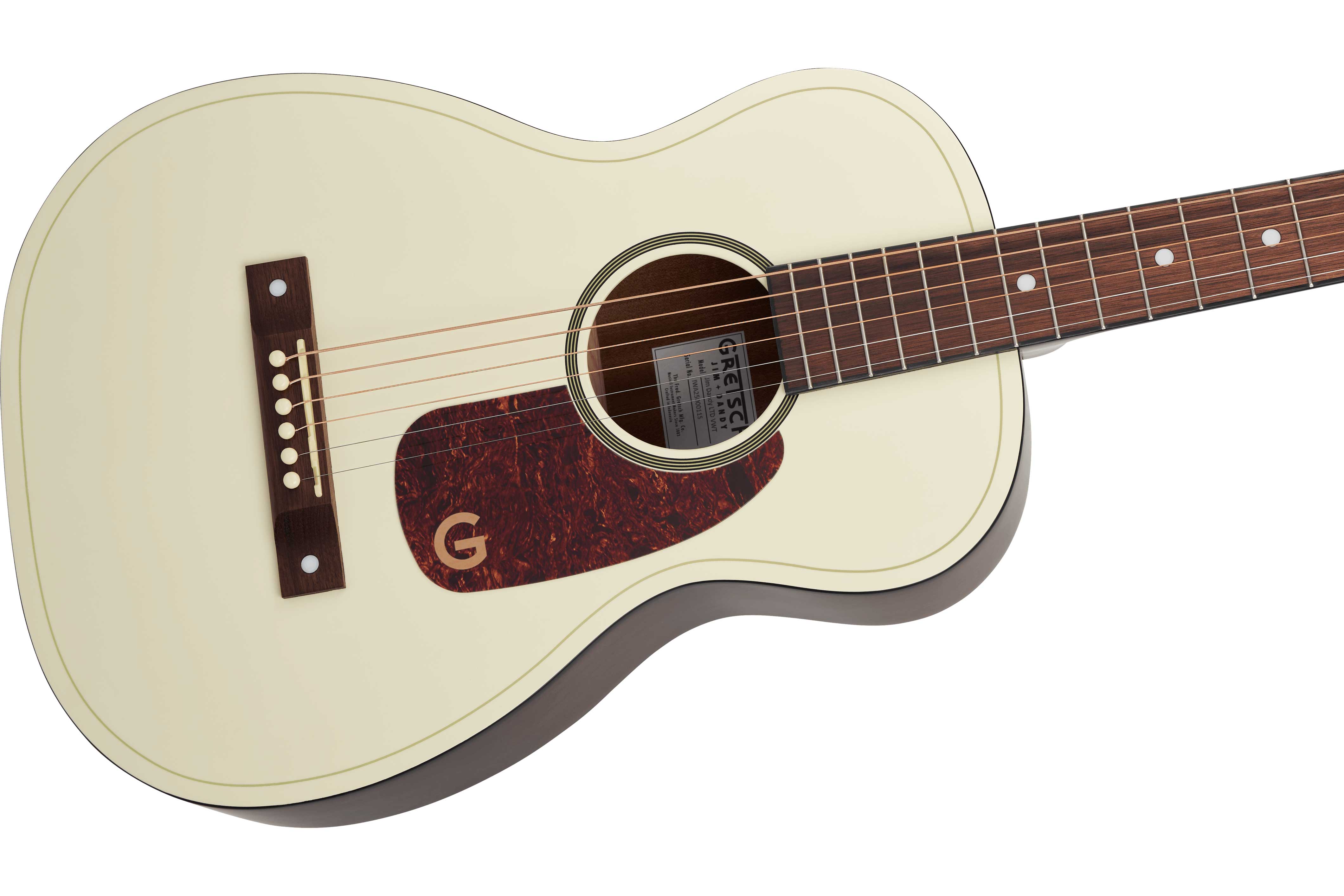 Gretsch Jim Dandy Parlor Limited Edition Walnut Fingerboard Tortoise Pickguard Vintage White