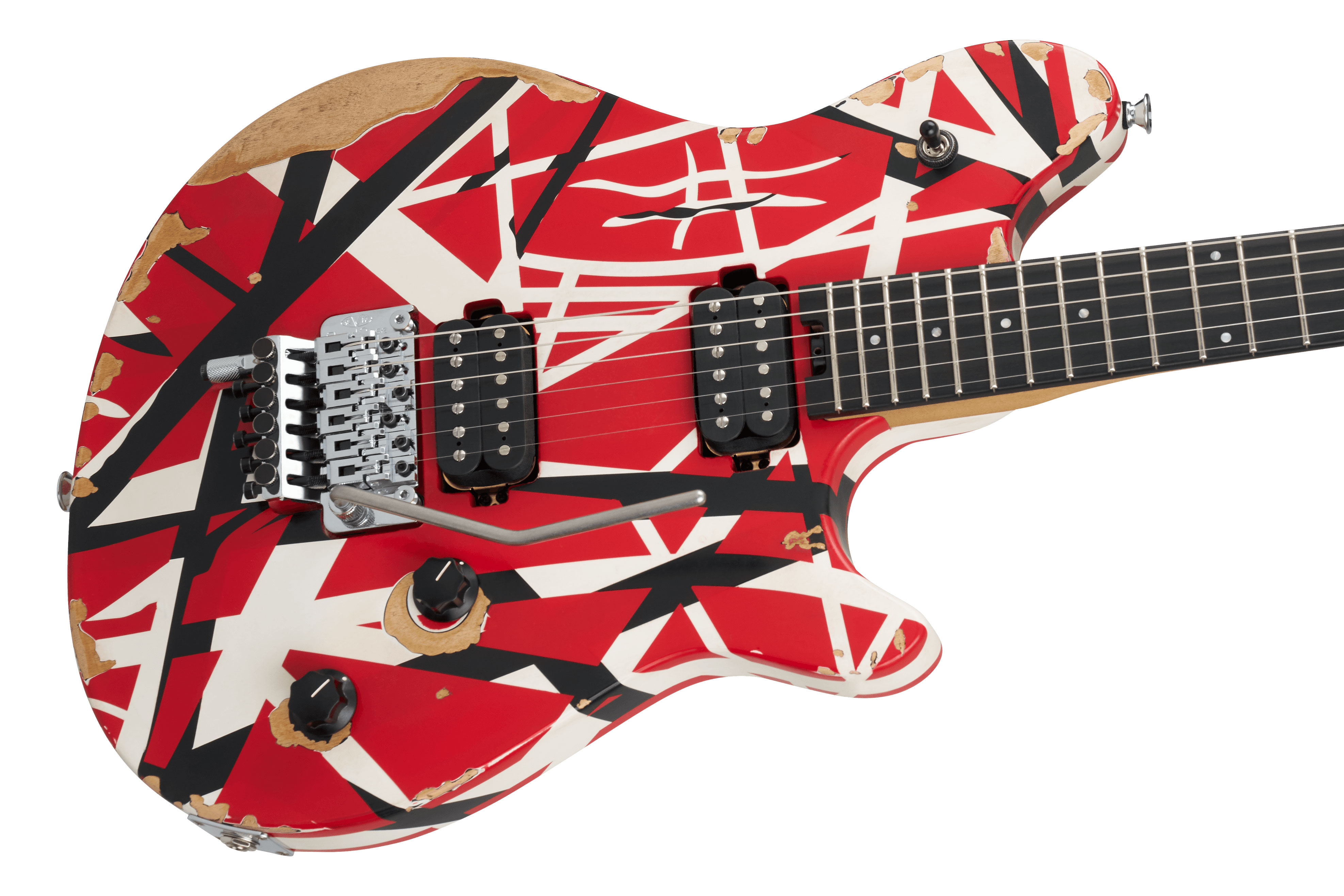 EVH Limited Edition Wolfgang Special Striped Series Ebony Fingerboard Red Black and White Aged