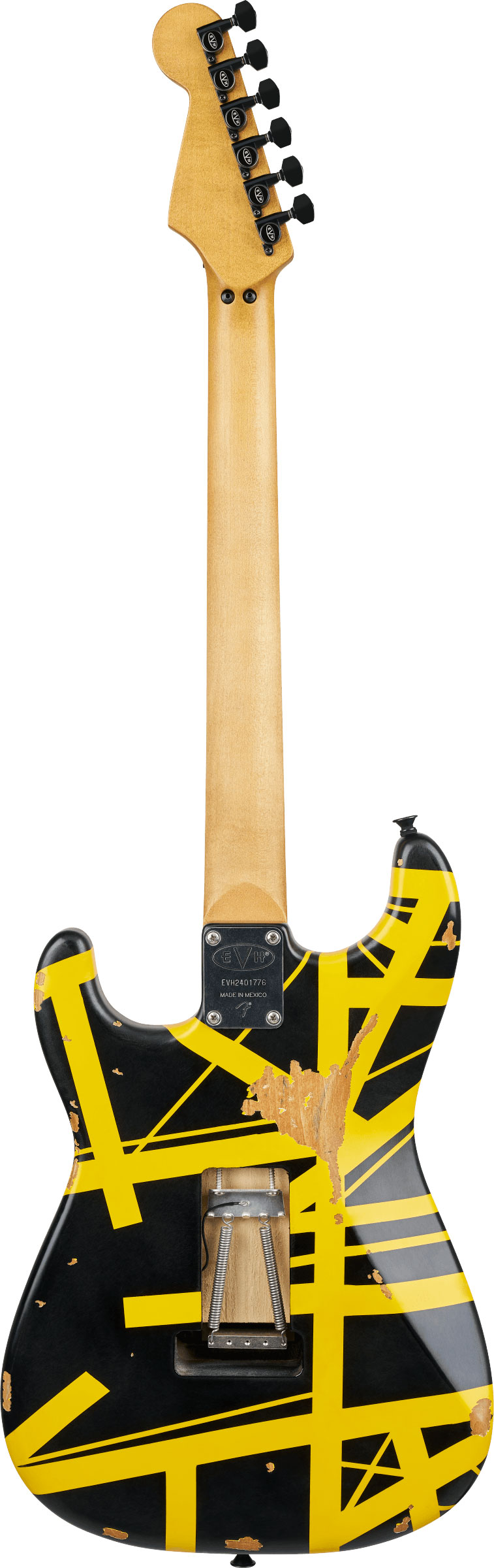 EVH Limited Edition Striped Series Frankenstein Frankie Maple Fingerboard Black with Yellow Stripes Aged